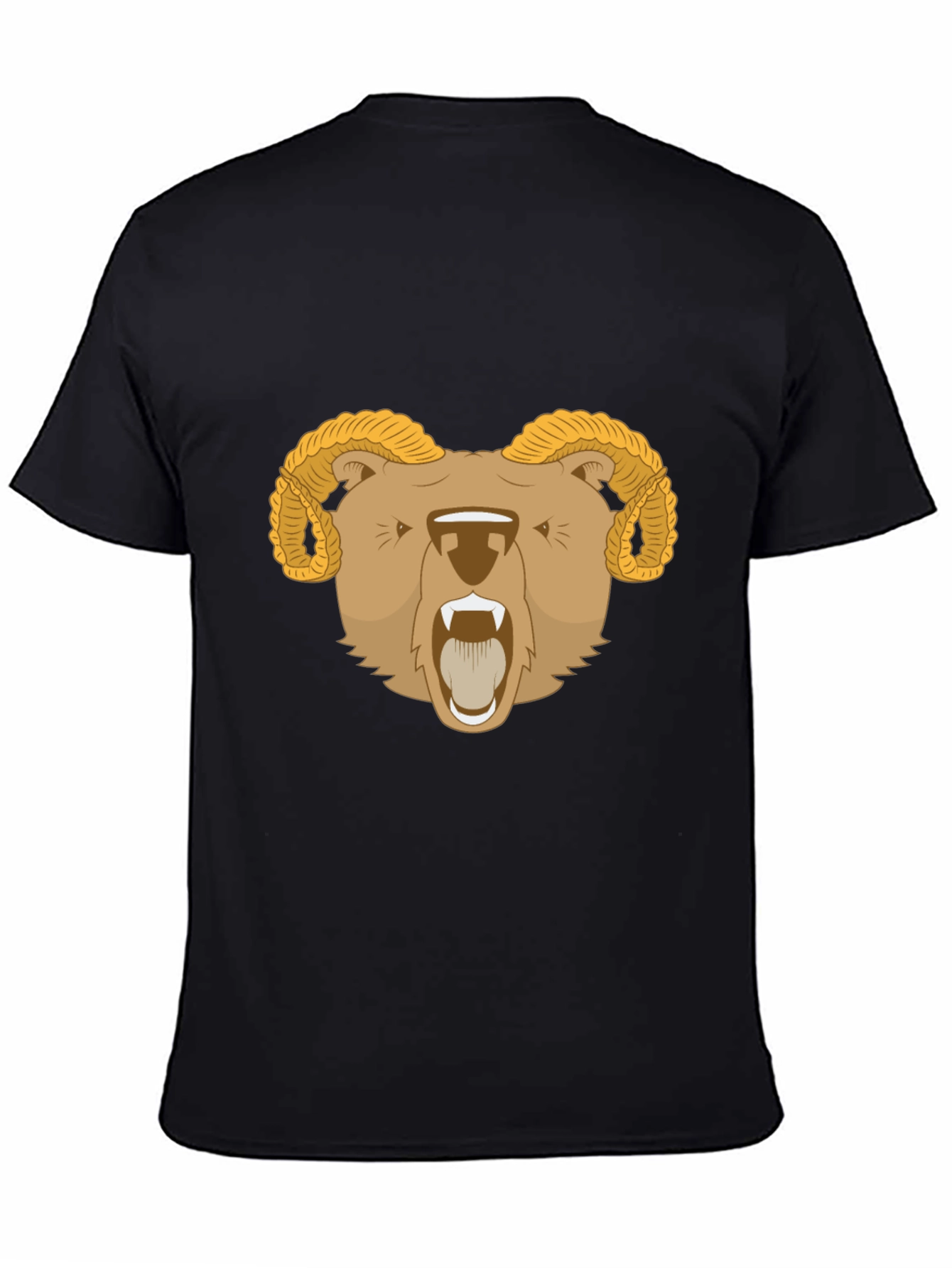 Ram Bear Graphic Tee - Black Animal T-Shirt