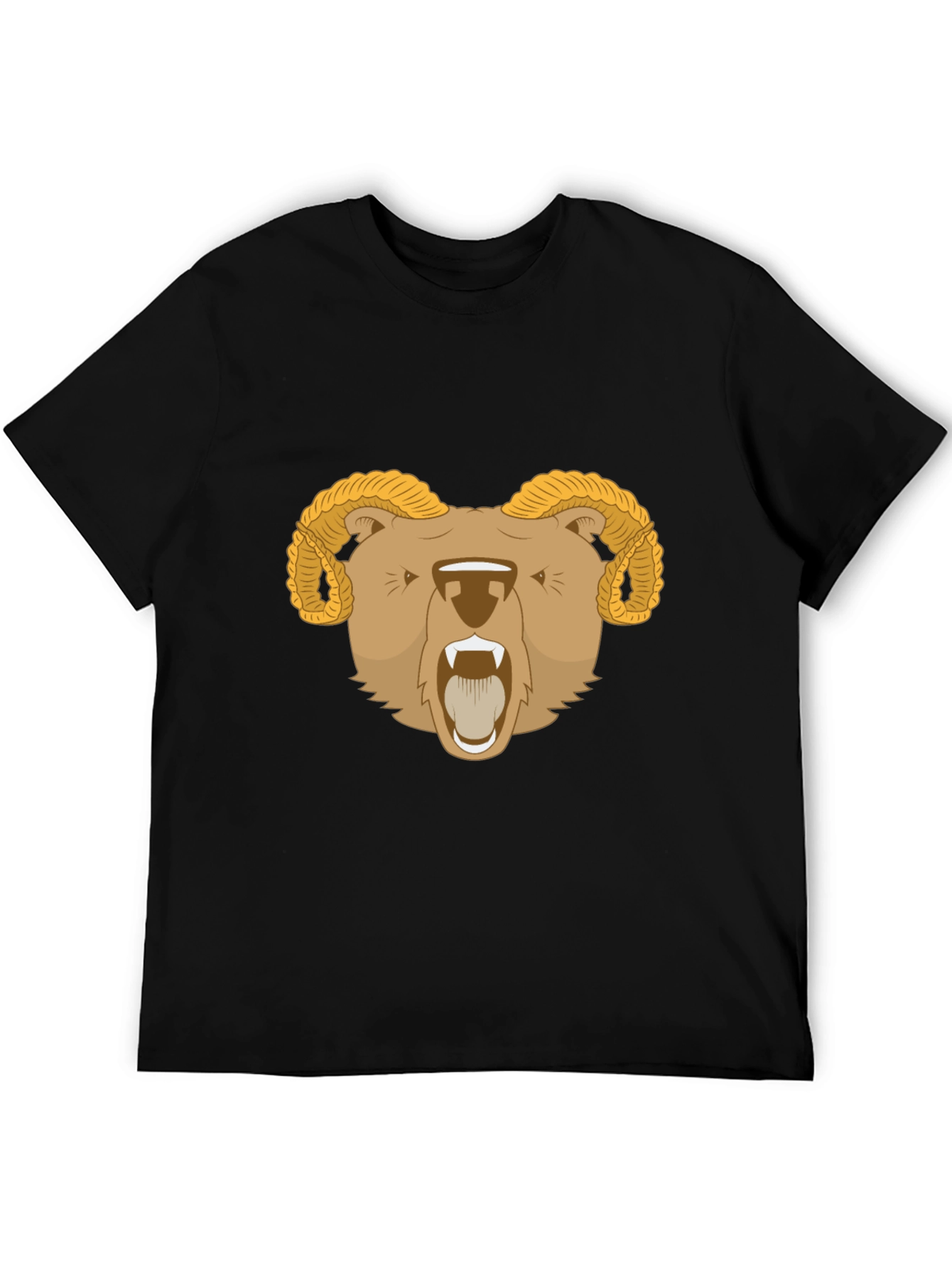 Ram Bear Graphic Tee - Black Animal T-Shirt