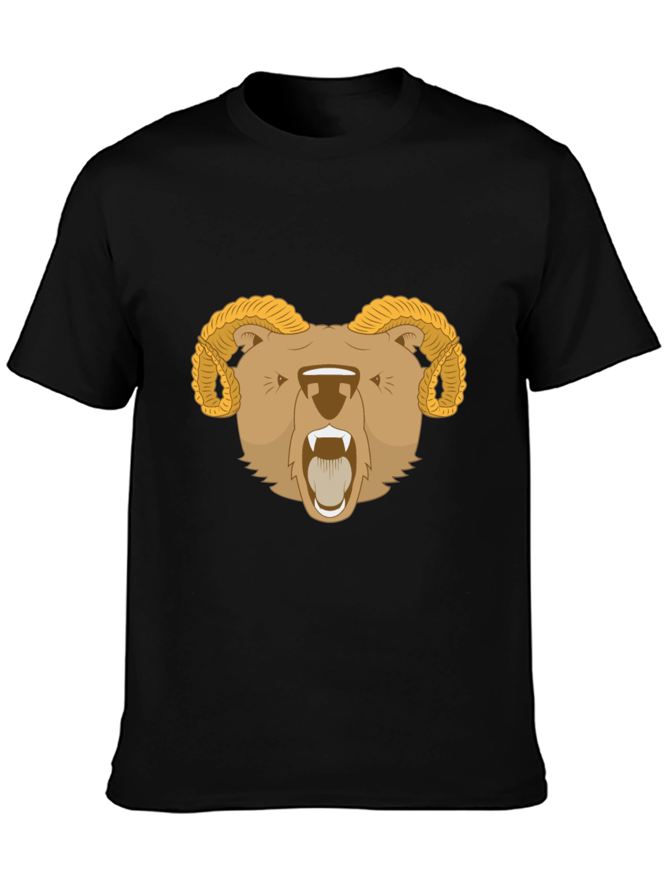 Ram Bear Graphic Tee - Black Animal T-Shirt