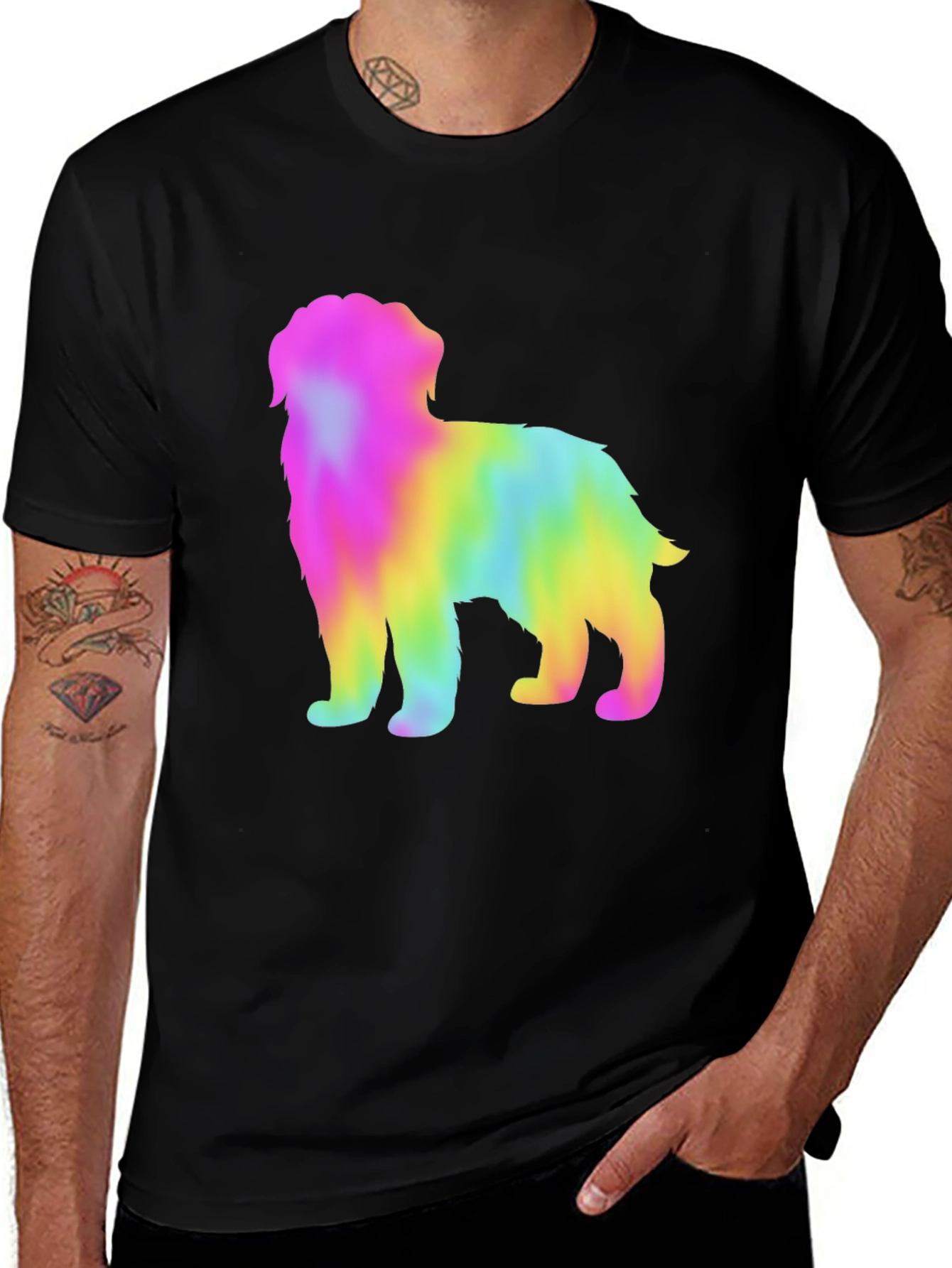 Rainbow Dog Graphic Tee - Unisex Black T-Shirt