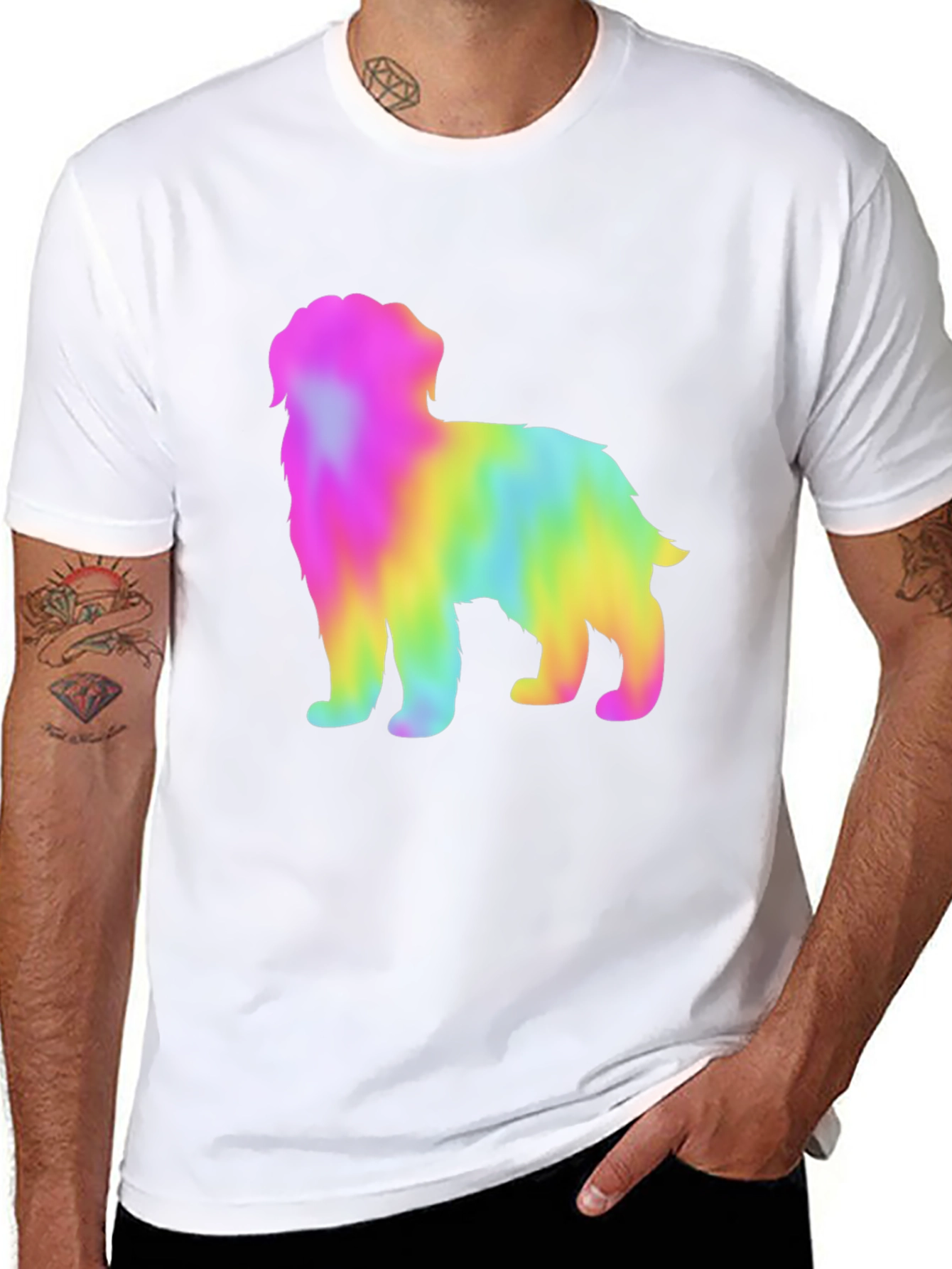 Rainbow Dog Graphic Tee - Unisex Black T-Shirt