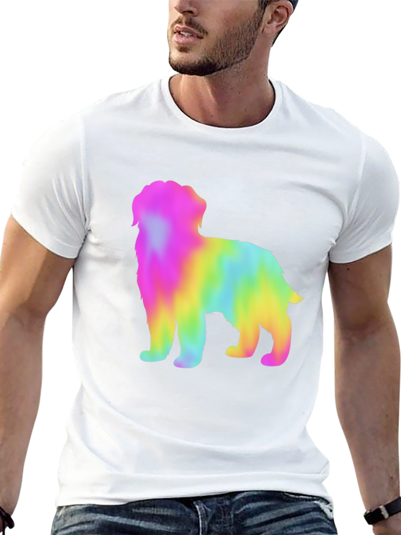 Rainbow Dog Graphic Tee - Unisex Black T-Shirt