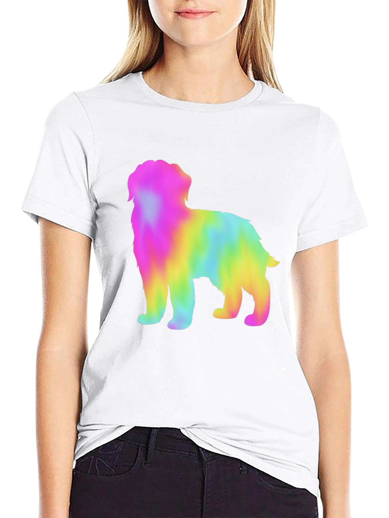 Rainbow Dog Graphic Tee - Unisex Black T-Shirt