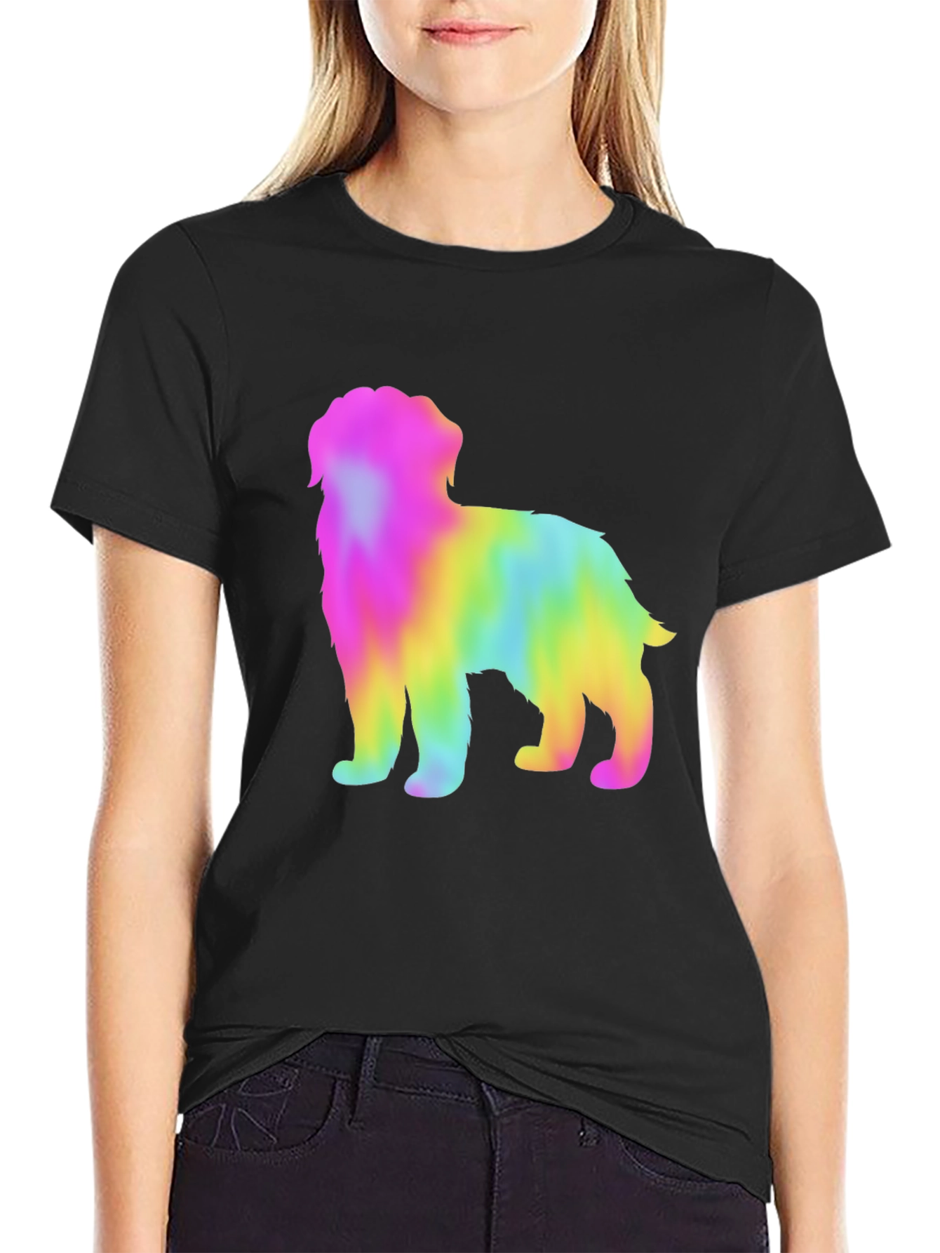 Rainbow Dog Graphic Tee - Unisex Black T-Shirt