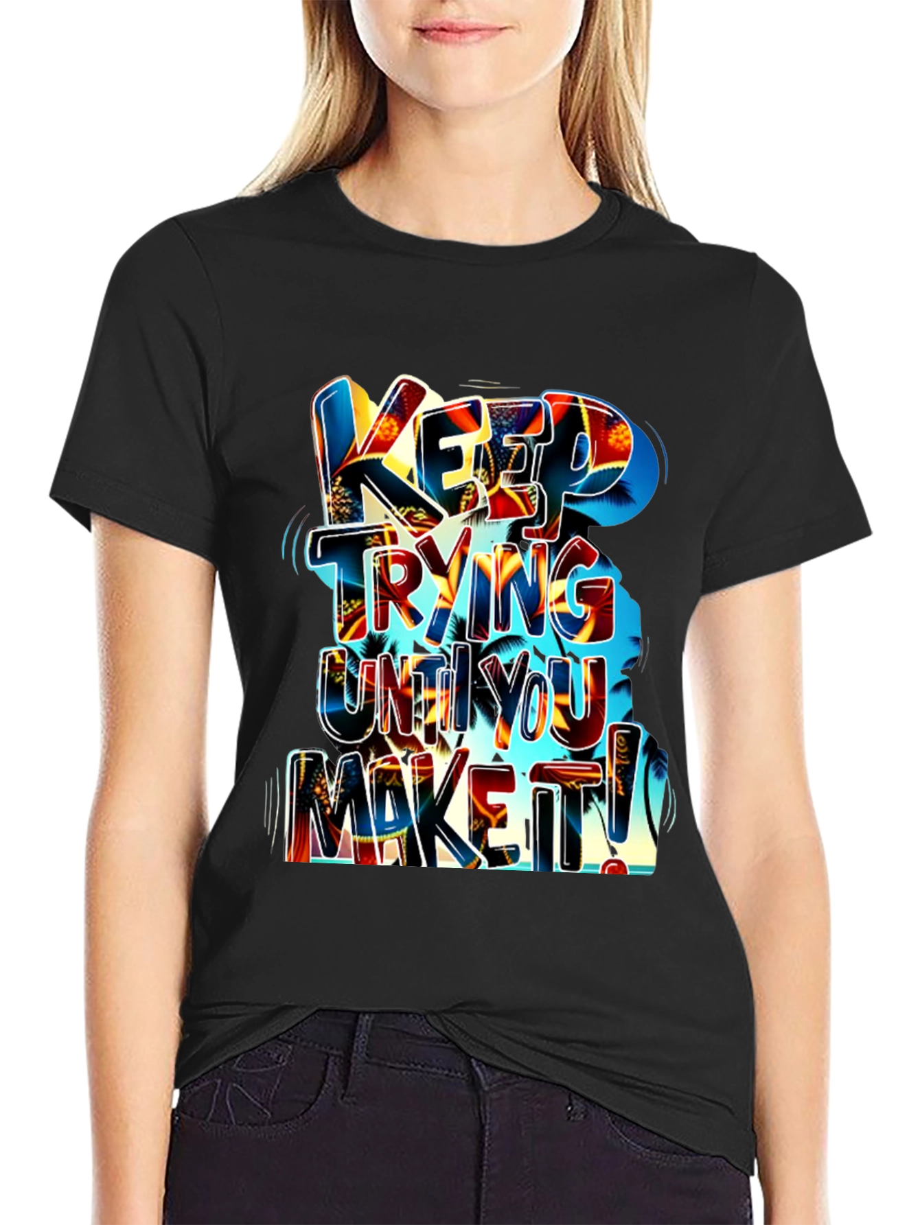 Motivational Graphic Tee: Keep Trying