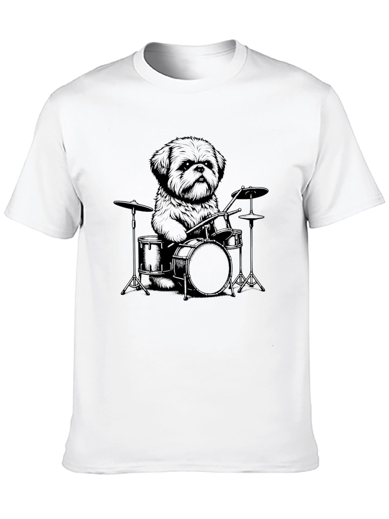 Dog Drummer Graphic Tee - Cool Pet Music Shirt