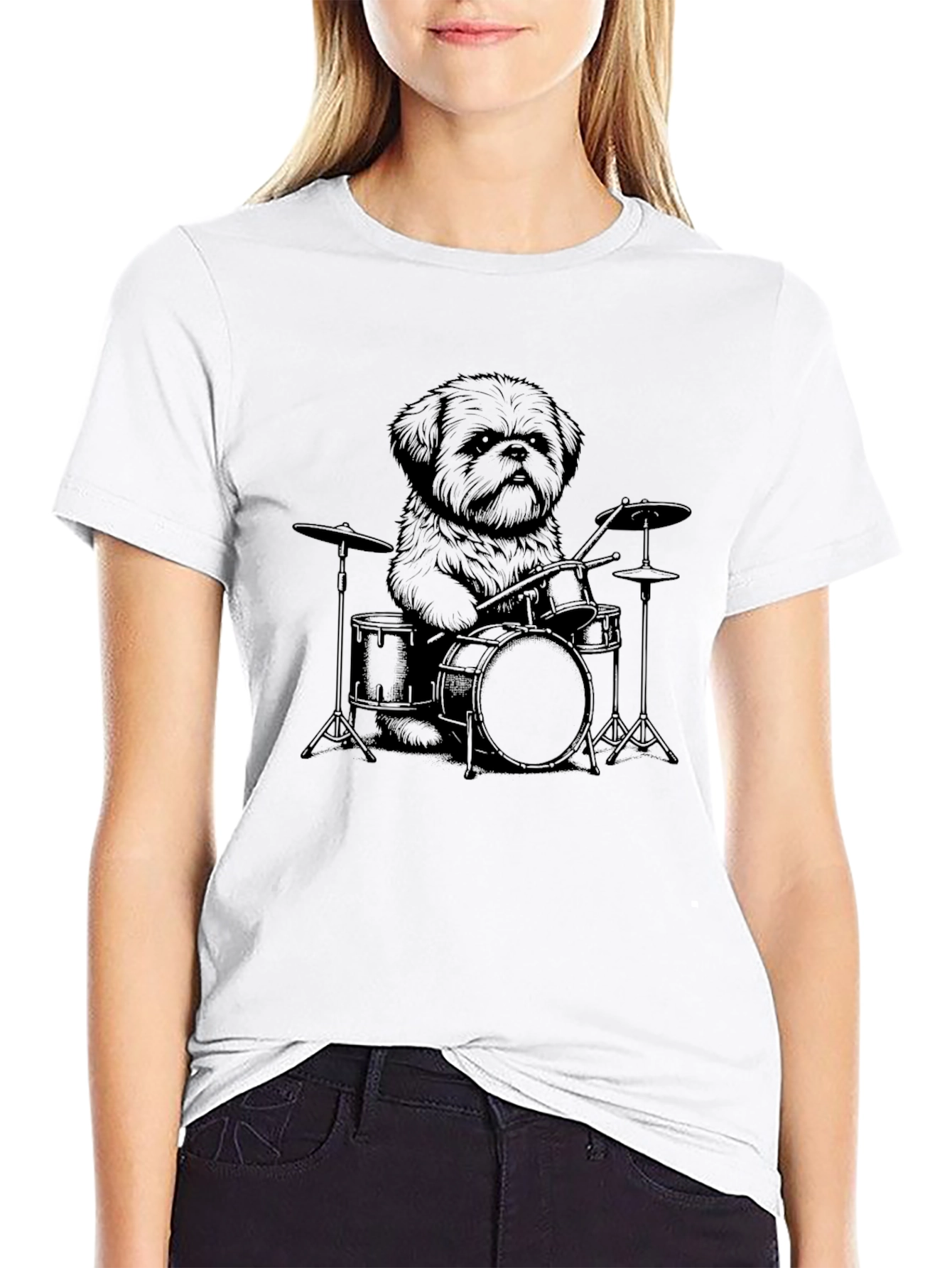 Dog Drummer Graphic Tee - Cool Pet Music Shirt