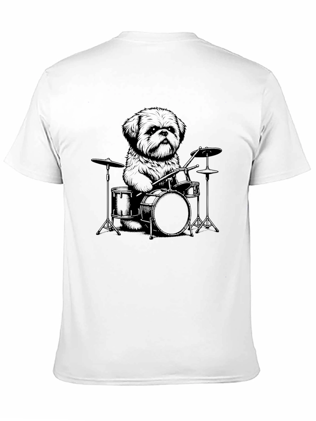 Dog Drummer Graphic Tee - Cool Pet Music Shirt
