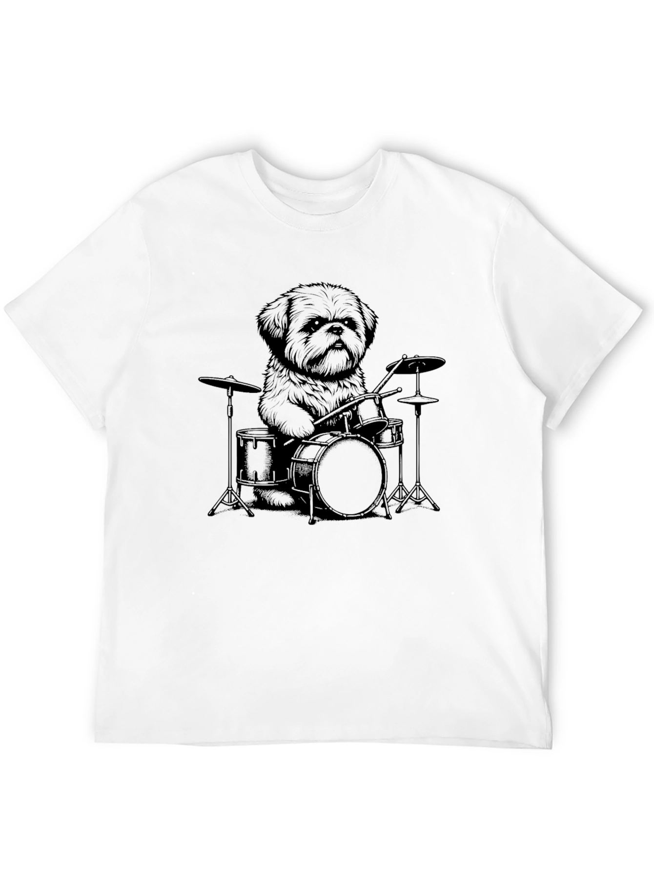 Dog Drummer Graphic Tee - Cool Pet Music Shirt