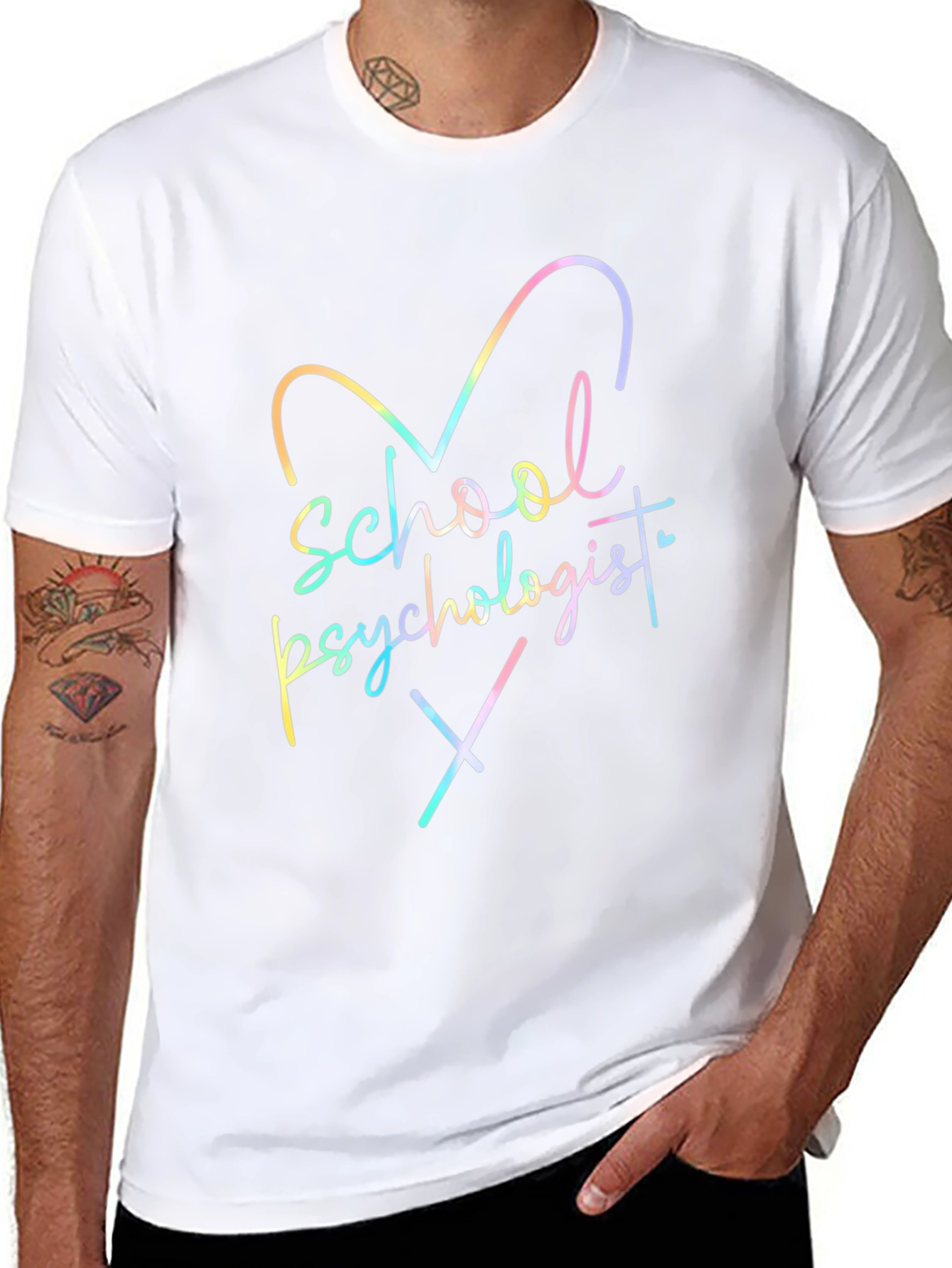 School Psychologist Rainbow Heart T-Shirt