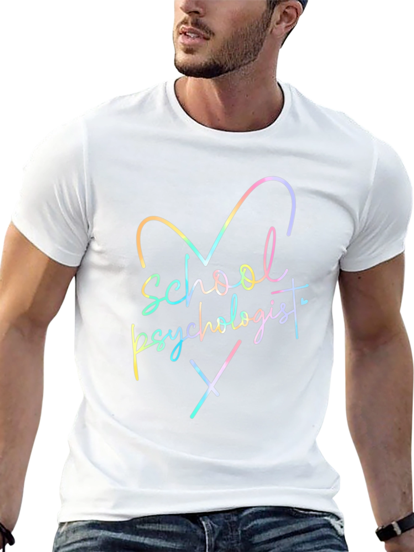 School Psychologist Rainbow Heart T-Shirt