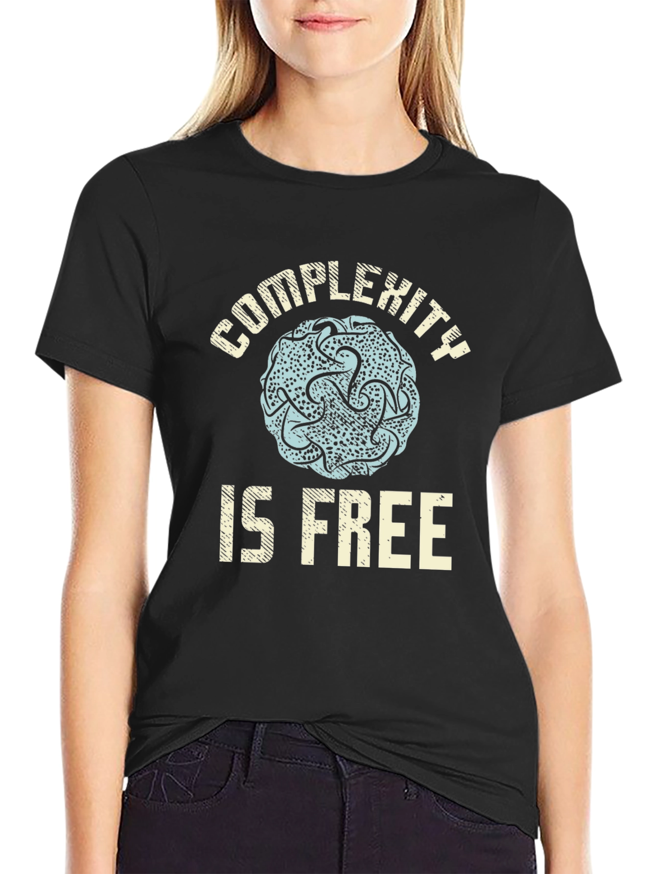 Complexity is Free Graphic Tee - Black Casual T-Shirt