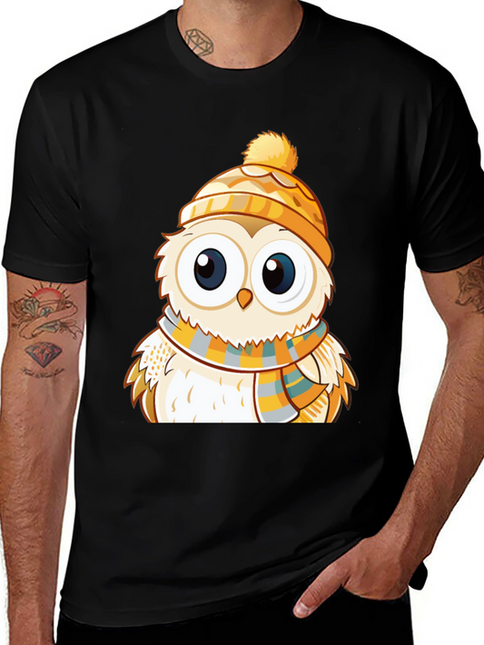Owl with Hat & Scarf Graphic Tee