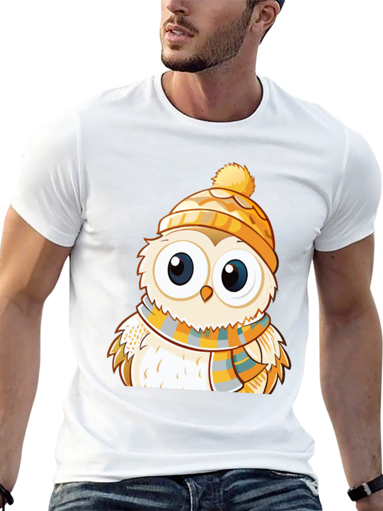 Owl with Hat & Scarf Graphic Tee