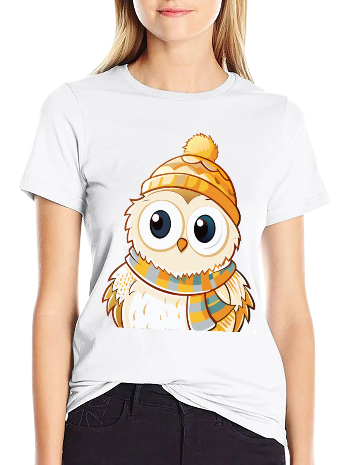 Owl with Hat & Scarf Graphic Tee