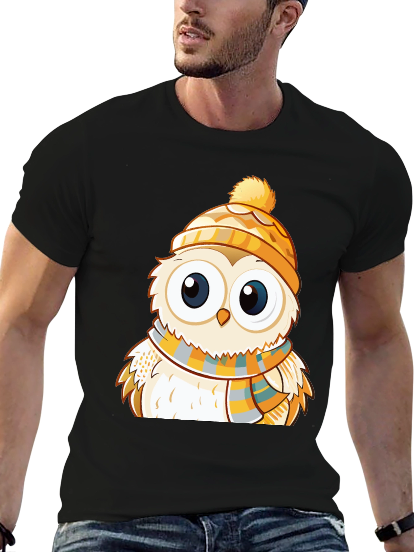 Owl with Hat & Scarf Graphic Tee