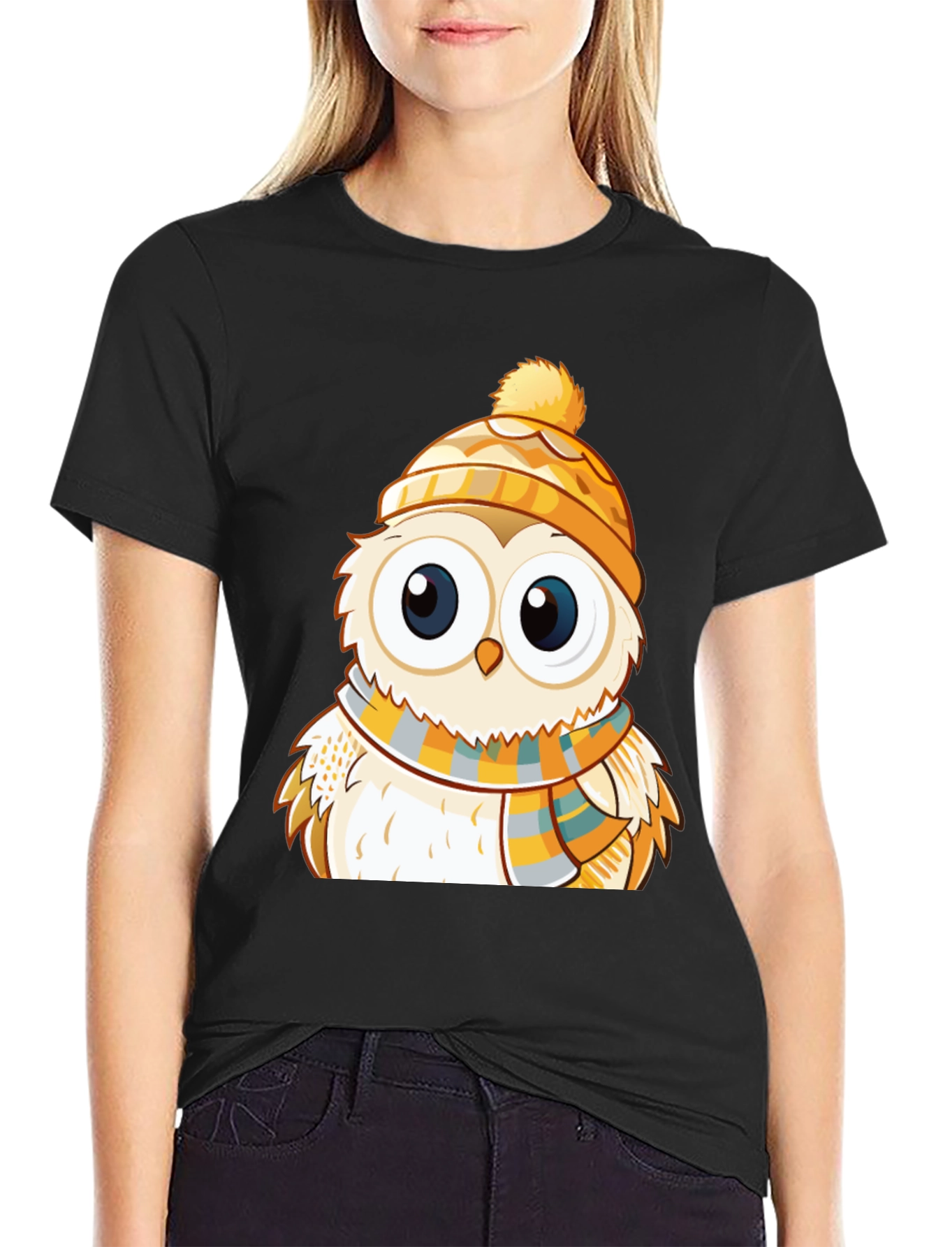 Owl with Hat & Scarf Graphic Tee