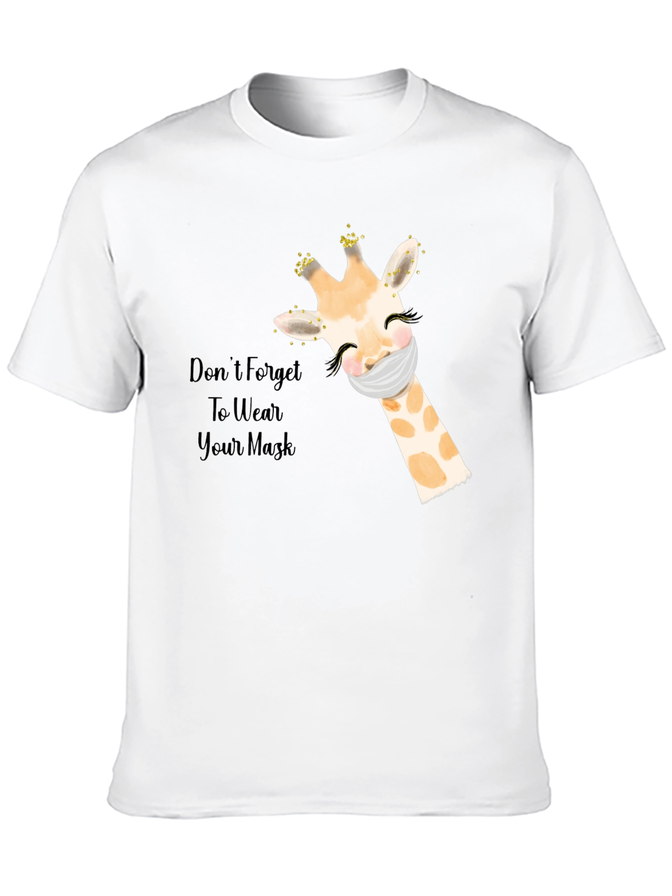 Wear a Mask Giraffe Black T-Shirt