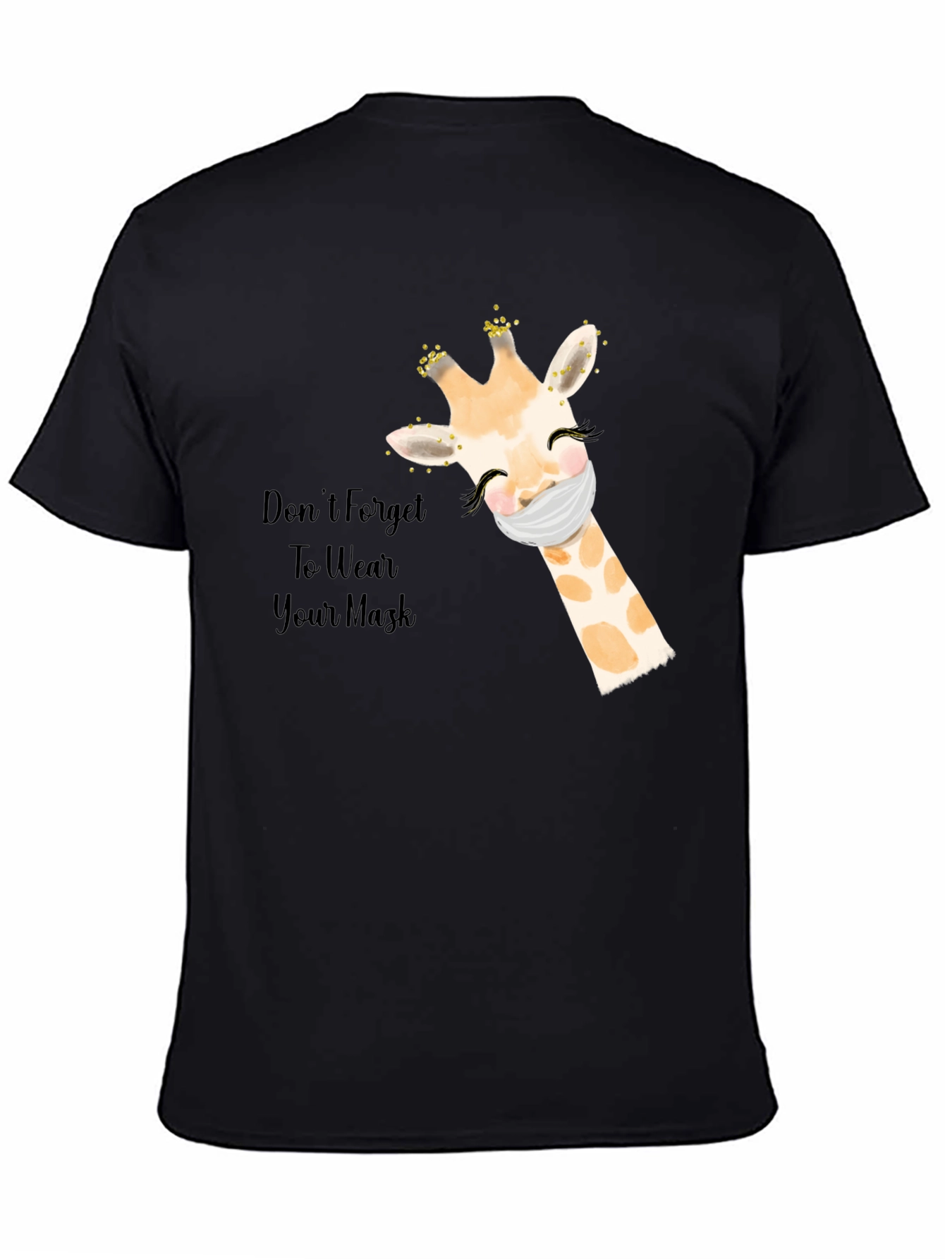 Wear a Mask Giraffe Black T-Shirt
