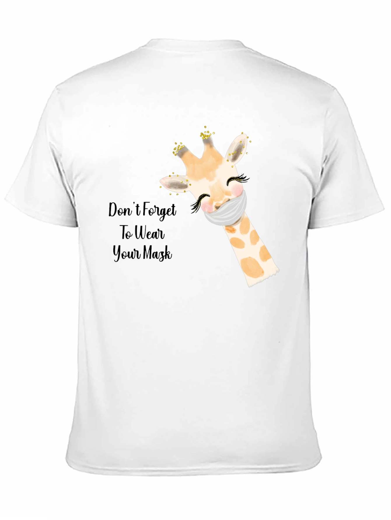 Wear a Mask Giraffe Black T-Shirt