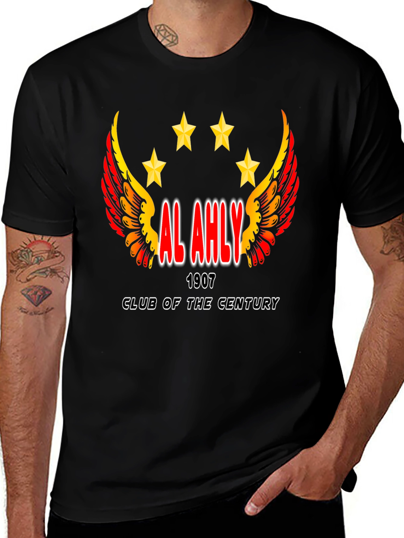 Al Ahly Club T-Shirt - Black Cotton Blend