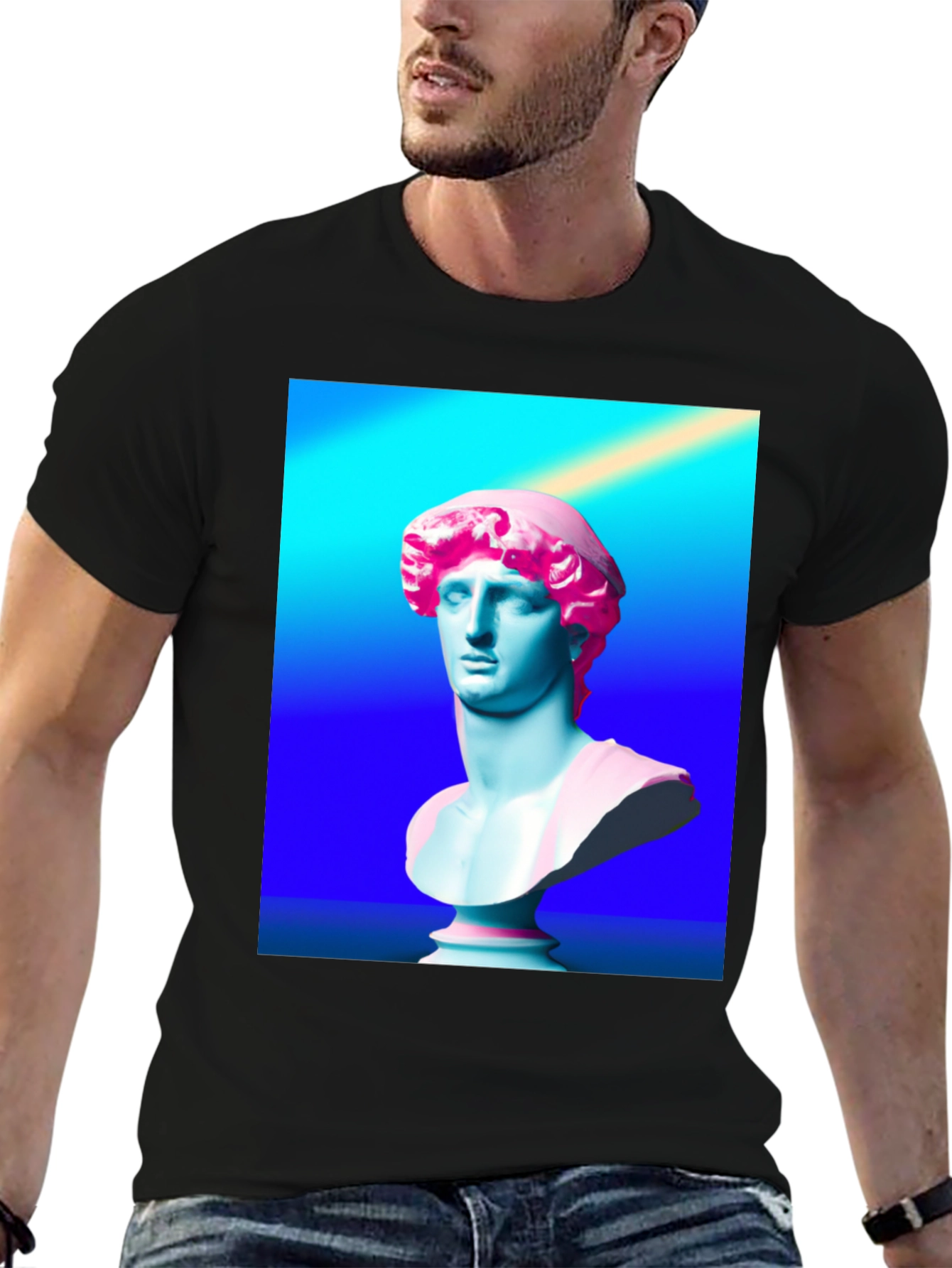 Vaporwave Bust Graphic Tee - Stylish Retro T-Shirt