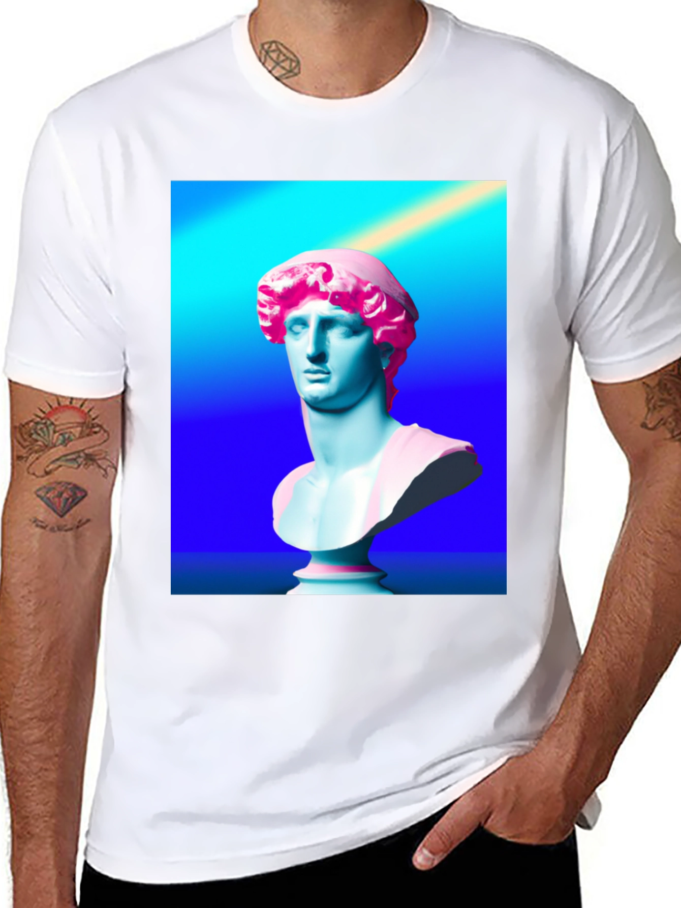 Vaporwave Bust Graphic Tee - Stylish Retro T-Shirt