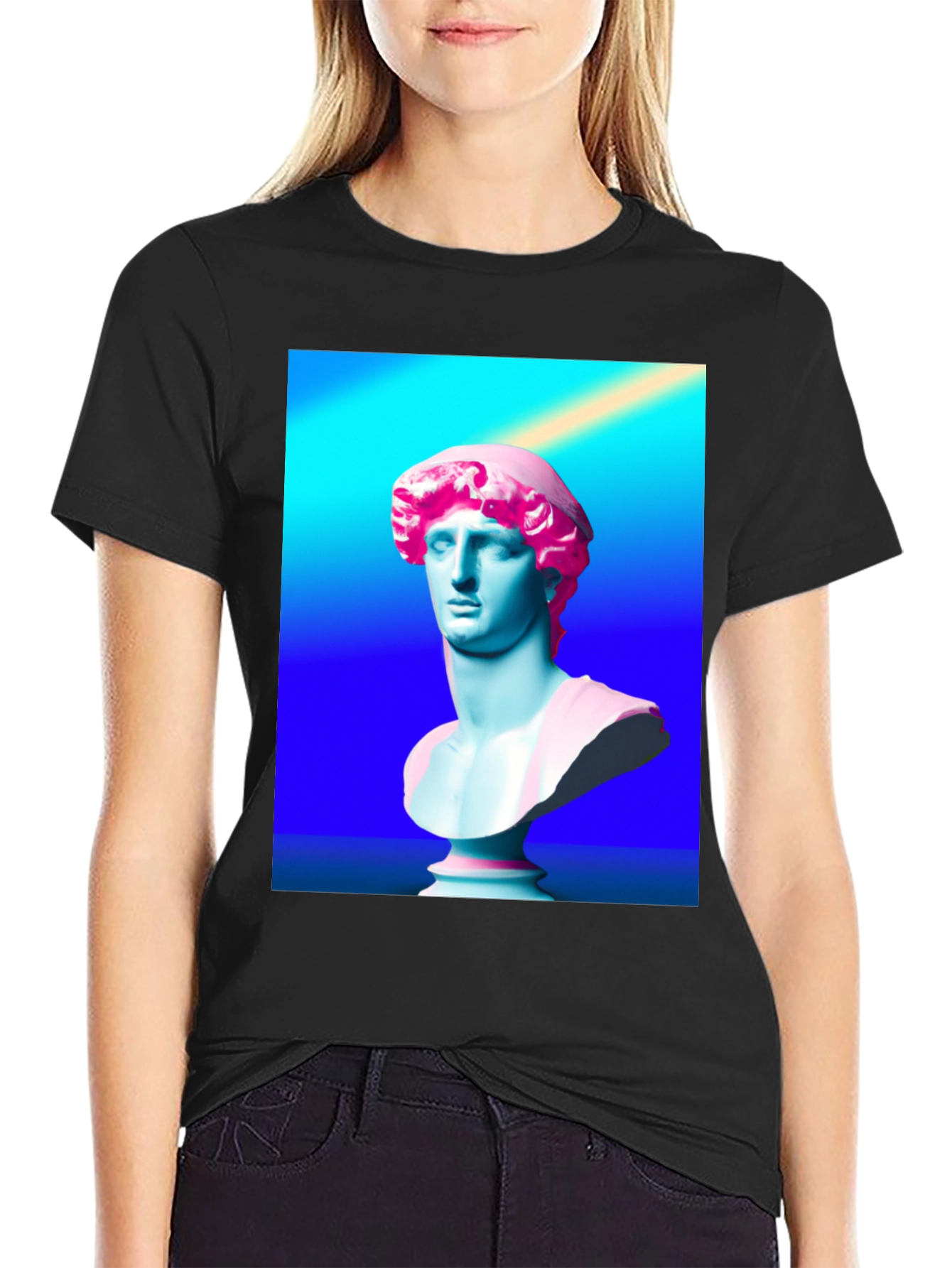 Vaporwave Bust Graphic Tee - Stylish Retro T-Shirt