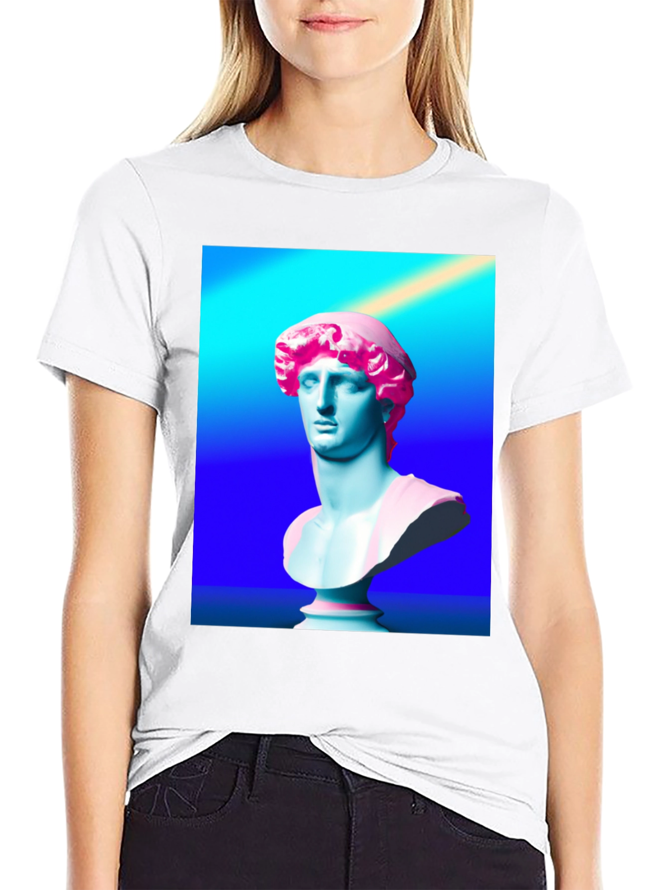 Vaporwave Bust Graphic Tee - Stylish Retro T-Shirt