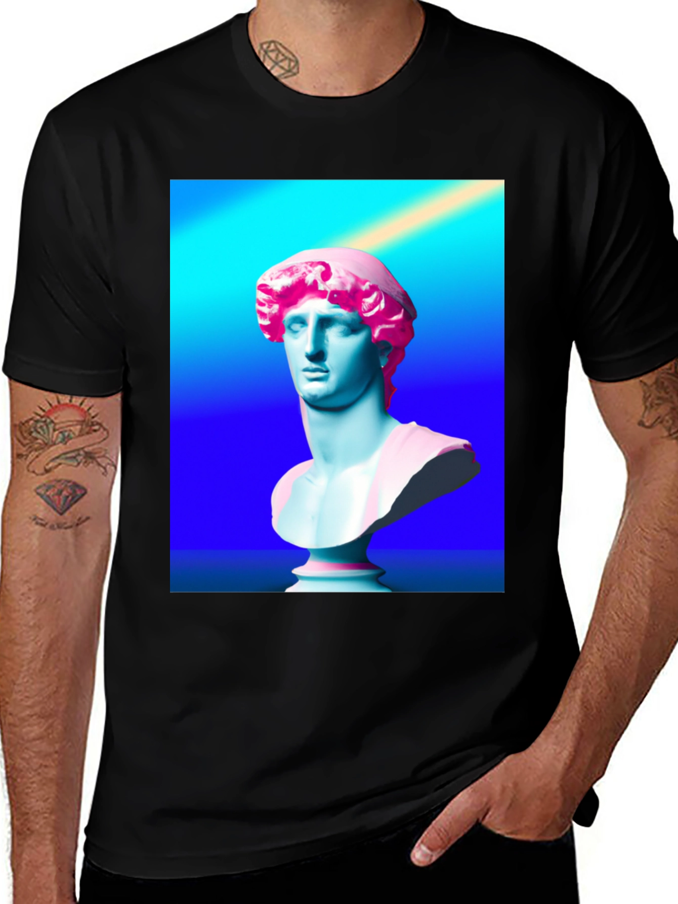 Vaporwave Bust Graphic Tee - Stylish Retro T-Shirt