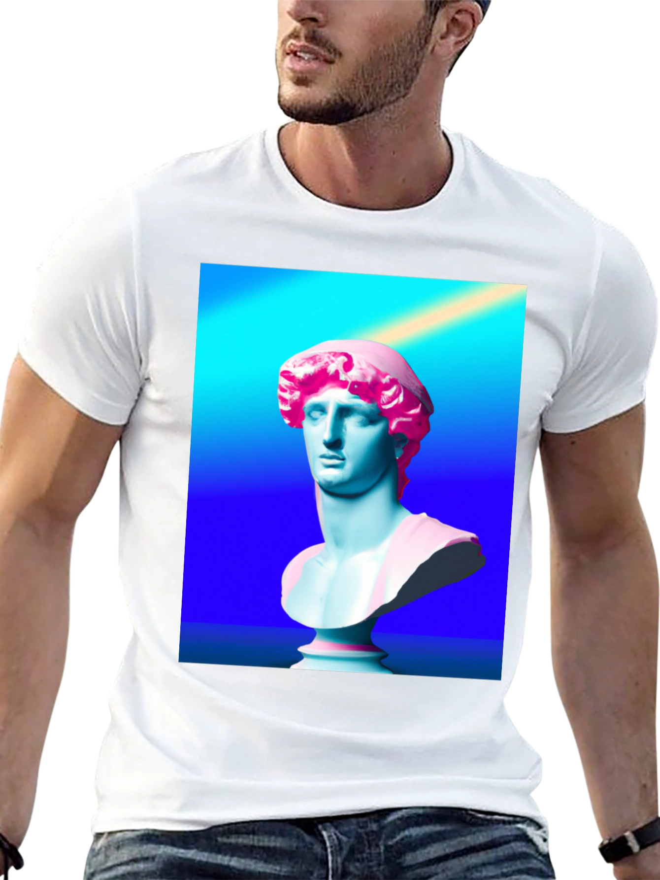 Vaporwave Bust Graphic Tee - Stylish Retro T-Shirt