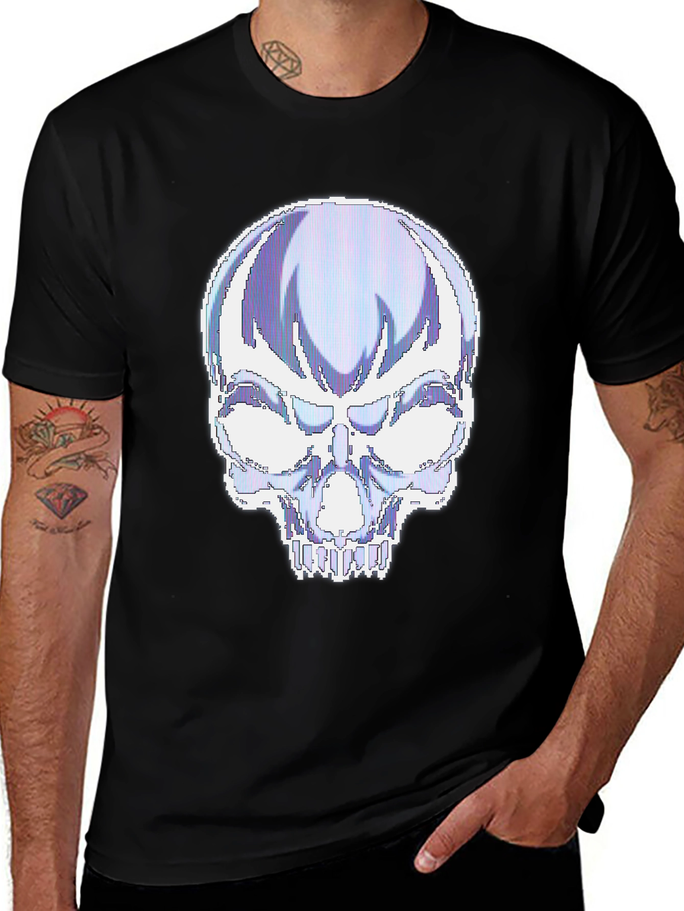 Pixelated Skull Graphic T-Shirt