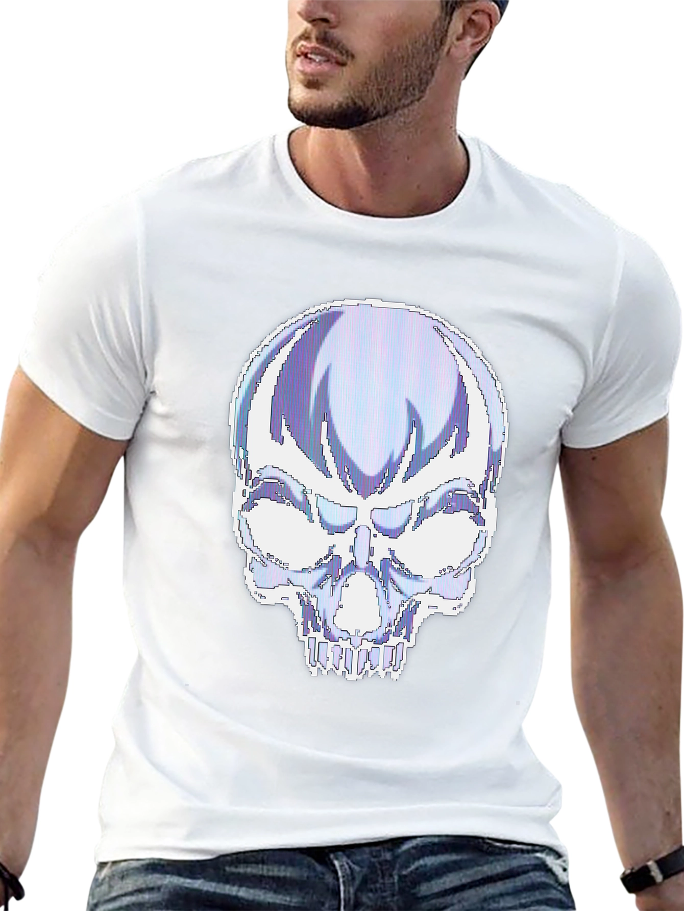 Pixelated Skull Graphic T-Shirt
