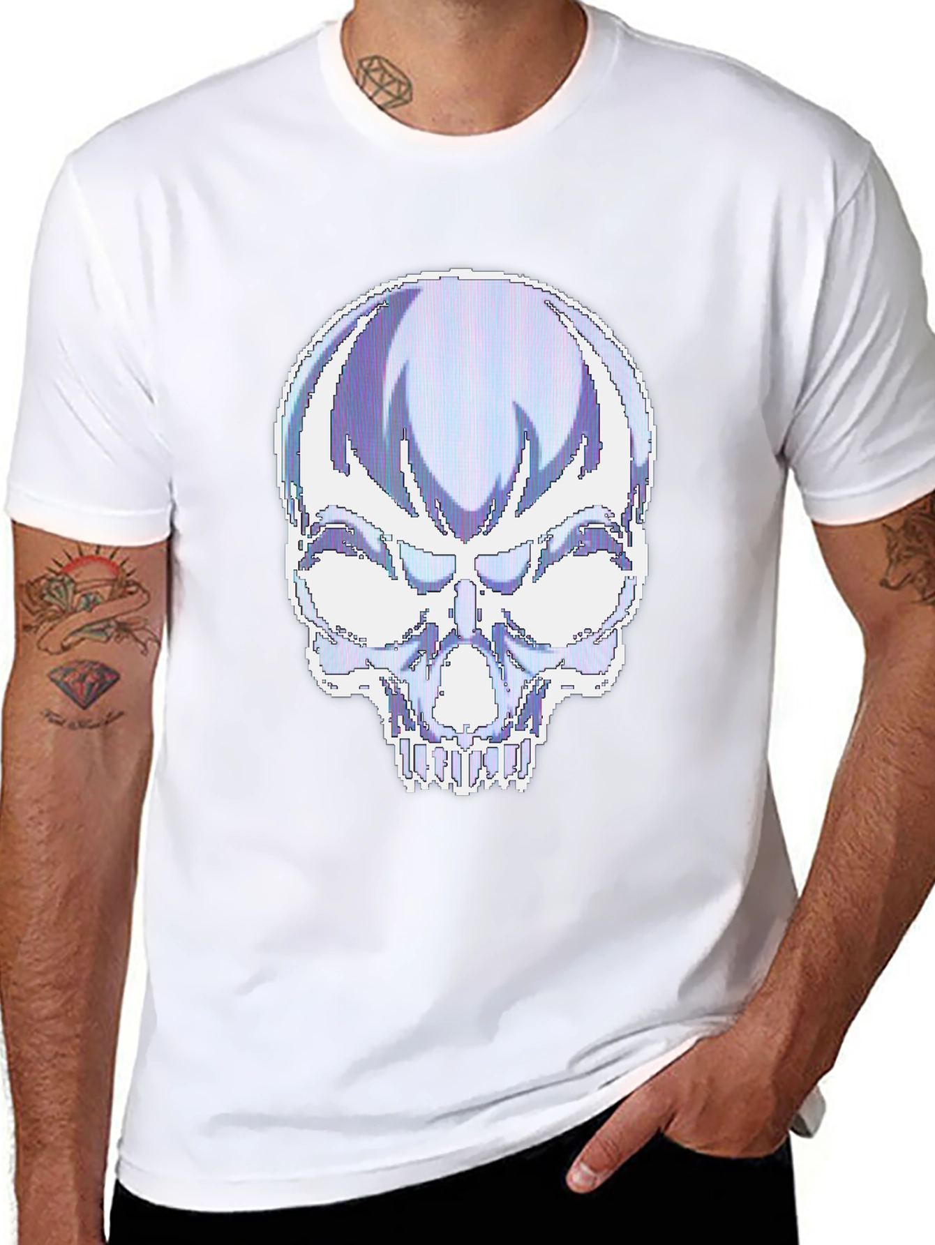 Pixelated Skull Graphic T-Shirt