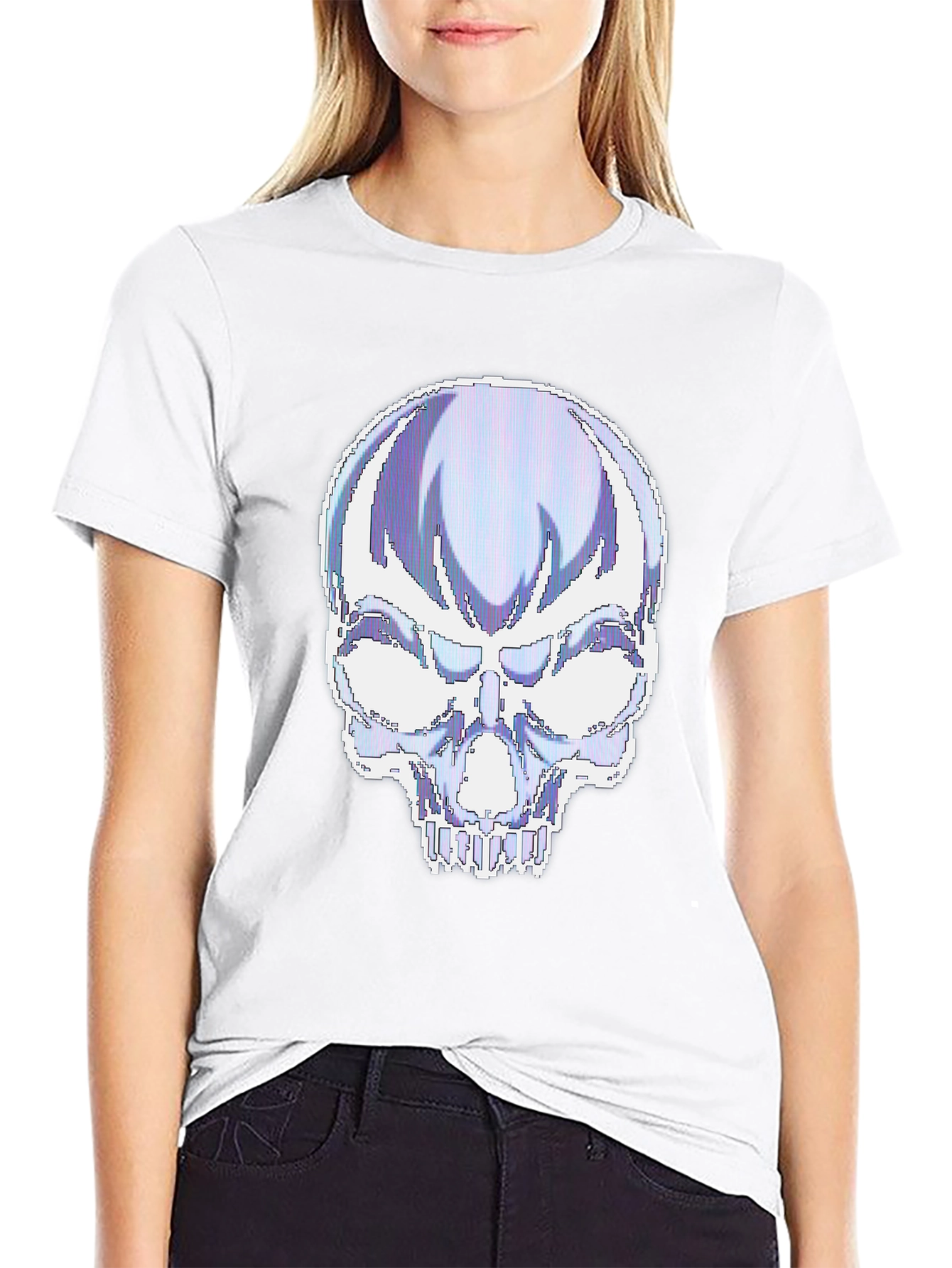 Pixelated Skull Graphic T-Shirt