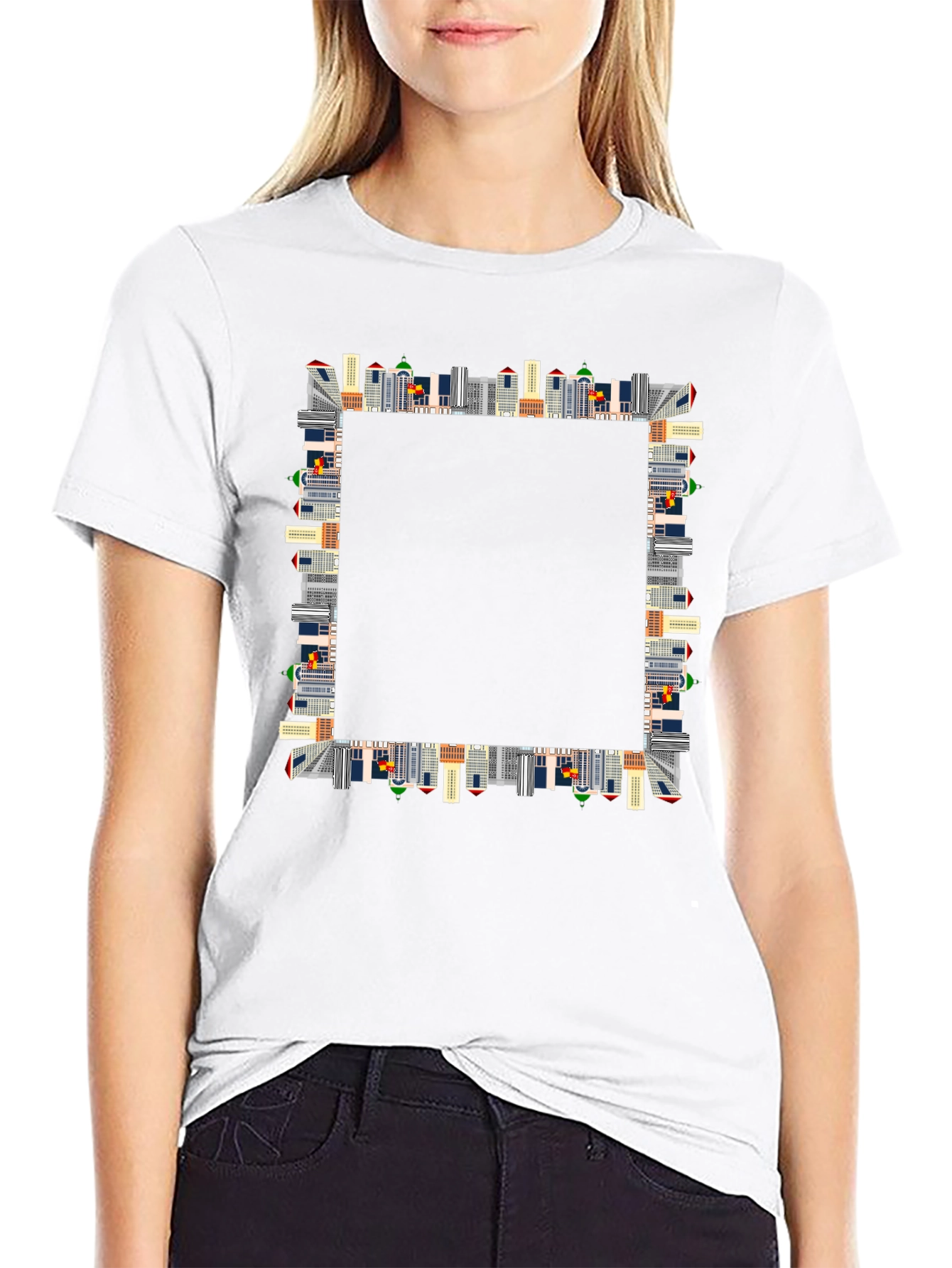 Urban Skyline Black T-Shirt - Cityscape Design
