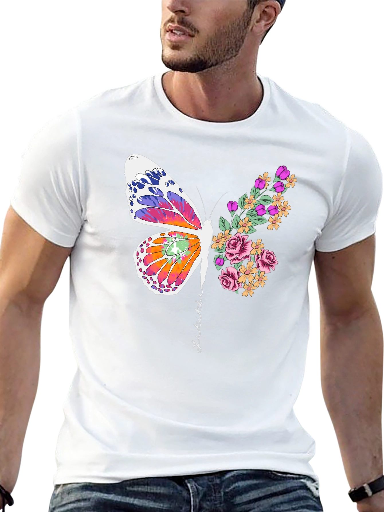 Butterfly Floral Graphic Tee - Unisex Cotton Blend