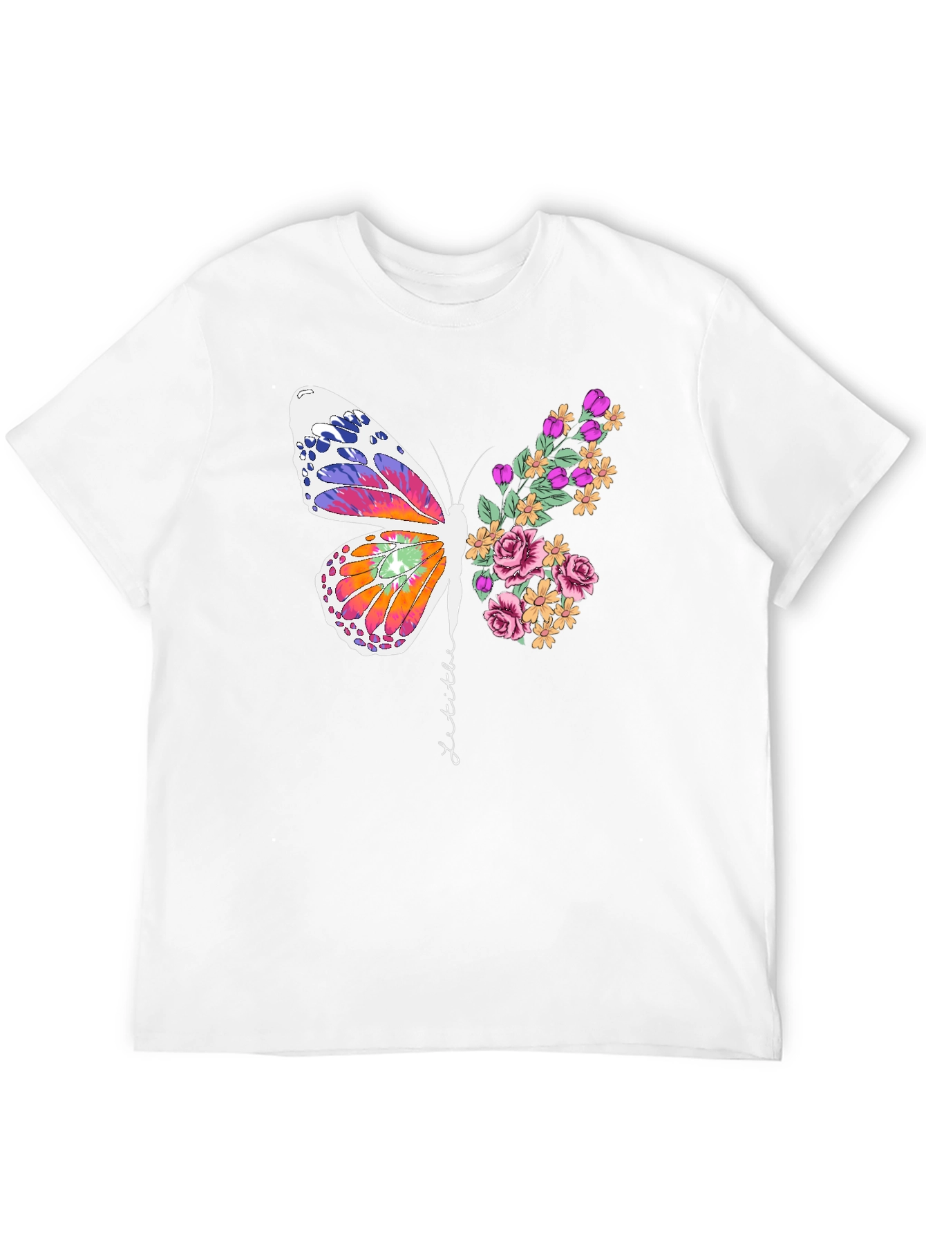 Butterfly Floral Graphic Tee - Unisex Cotton Blend