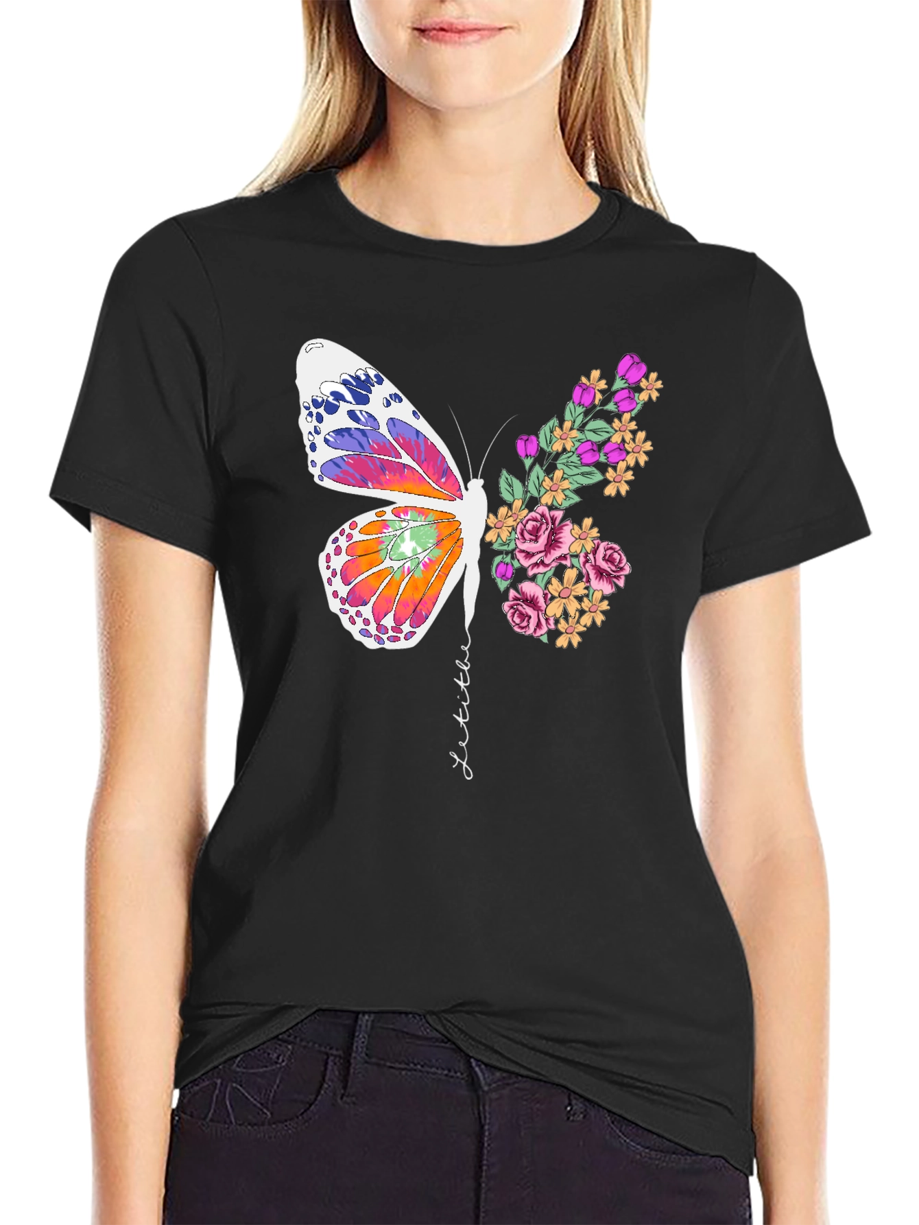 Butterfly Floral Graphic Tee - Unisex Cotton Blend