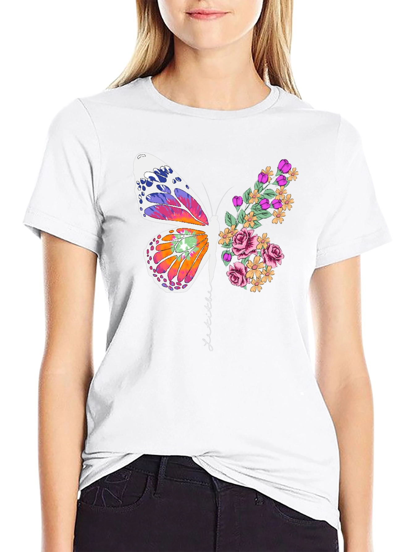 Butterfly Floral Graphic Tee - Unisex Cotton Blend