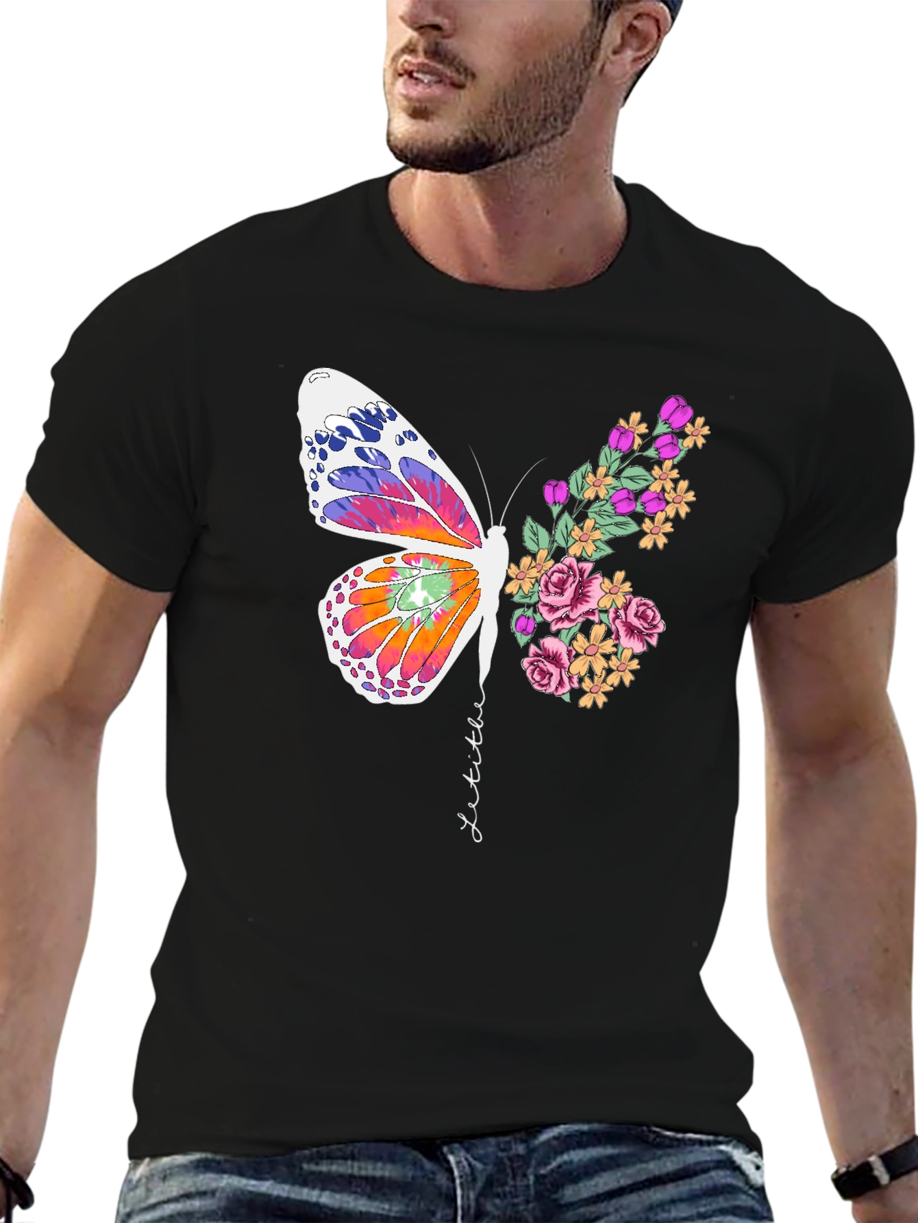 Butterfly Floral Graphic Tee - Unisex Cotton Blend