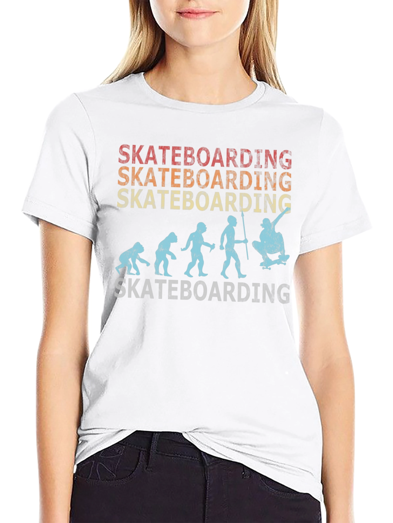 Skateboarding Evolution Graphic T-Shirt - Retro Style