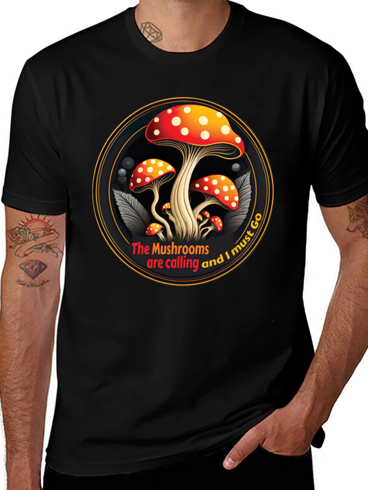 Mushroom Calling Graphic Tee - Black