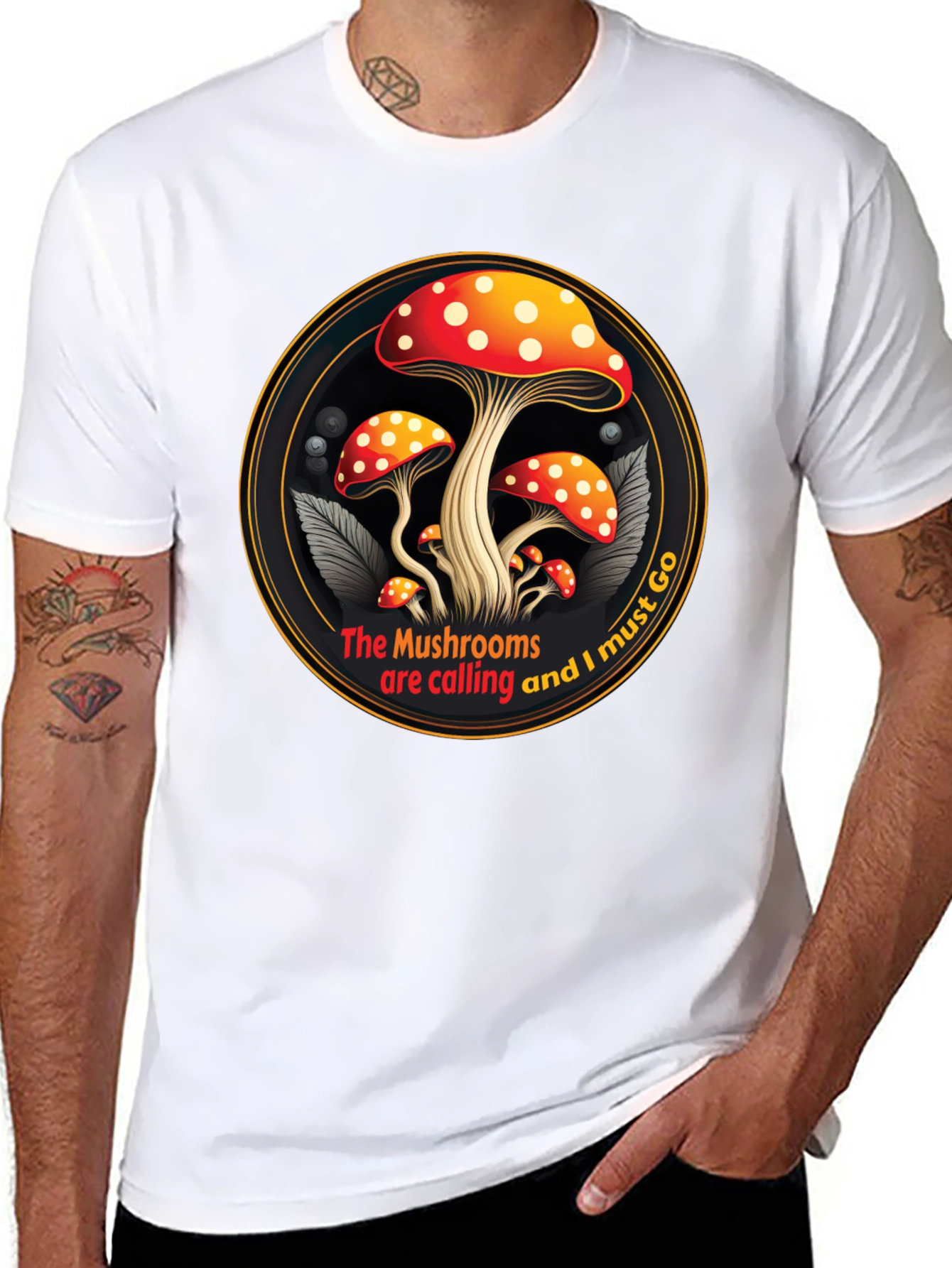 Mushroom Calling Graphic Tee - Black