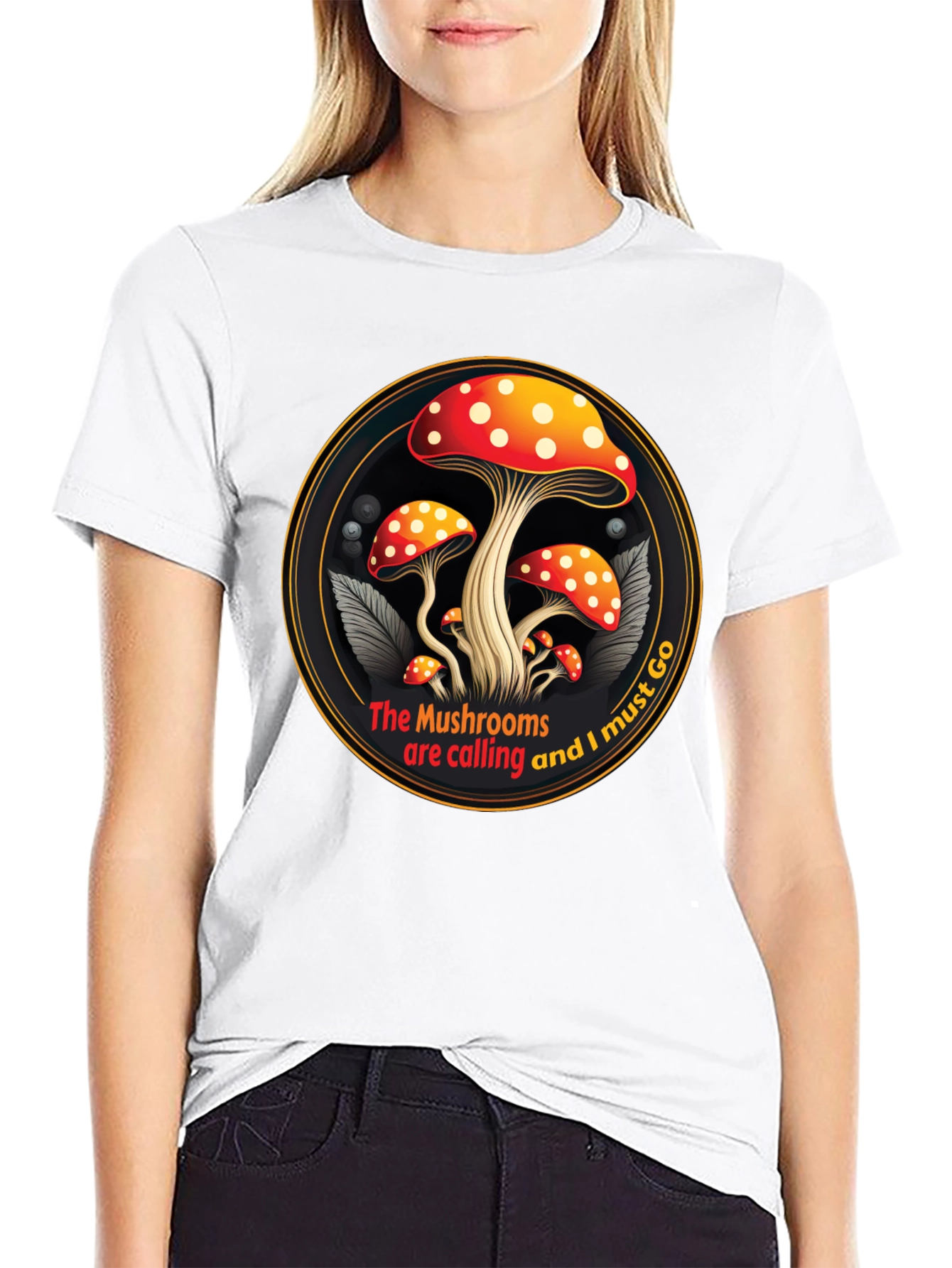 Mushroom Calling Graphic Tee - Black