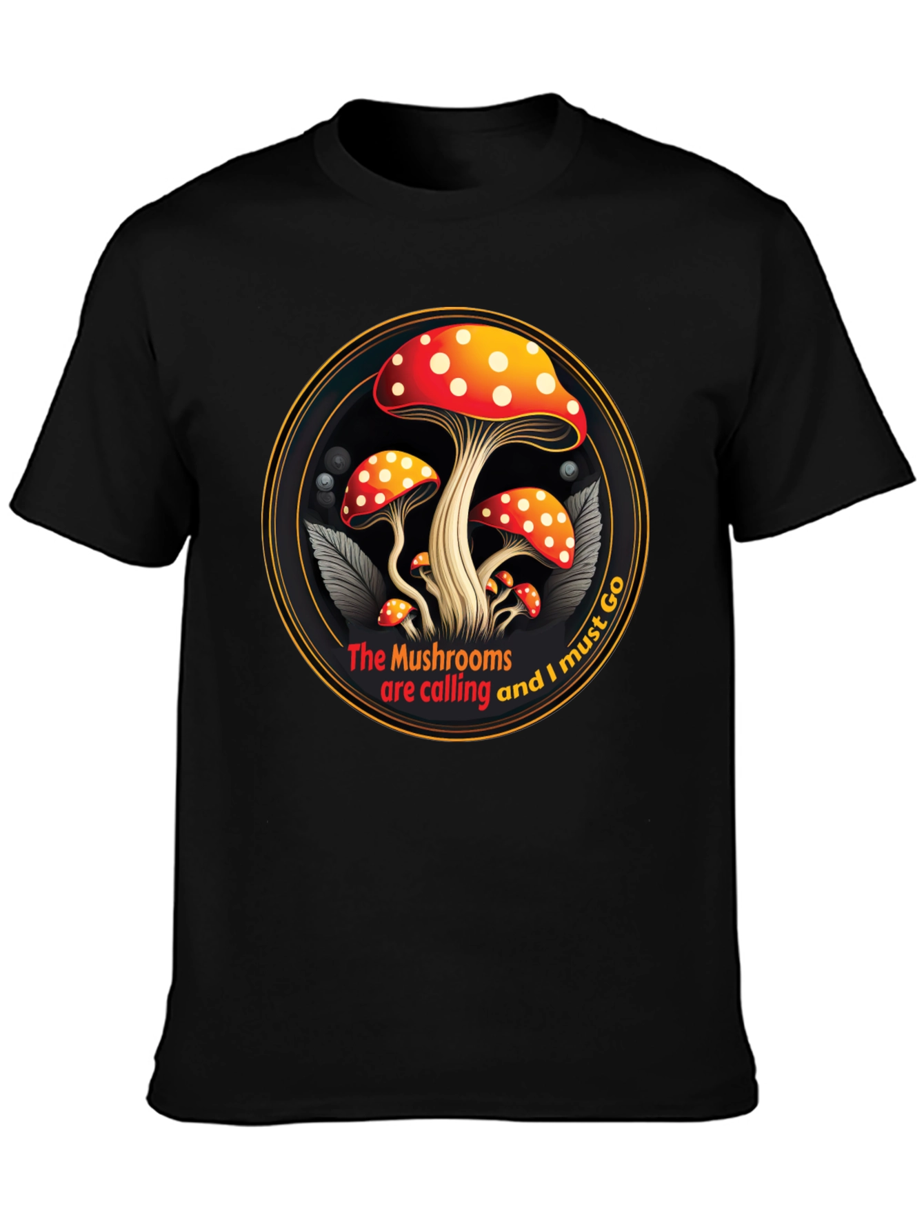 Mushroom Calling Graphic Tee - Black