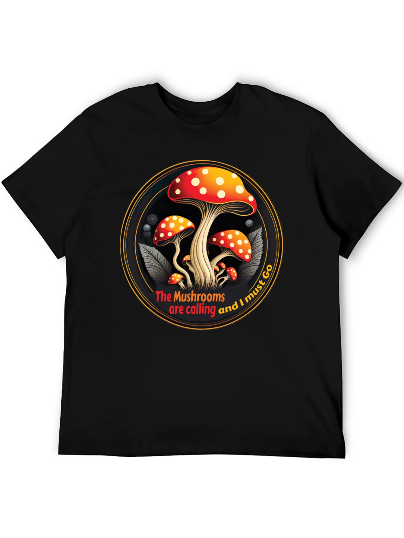 Mushroom Calling Graphic Tee - Black