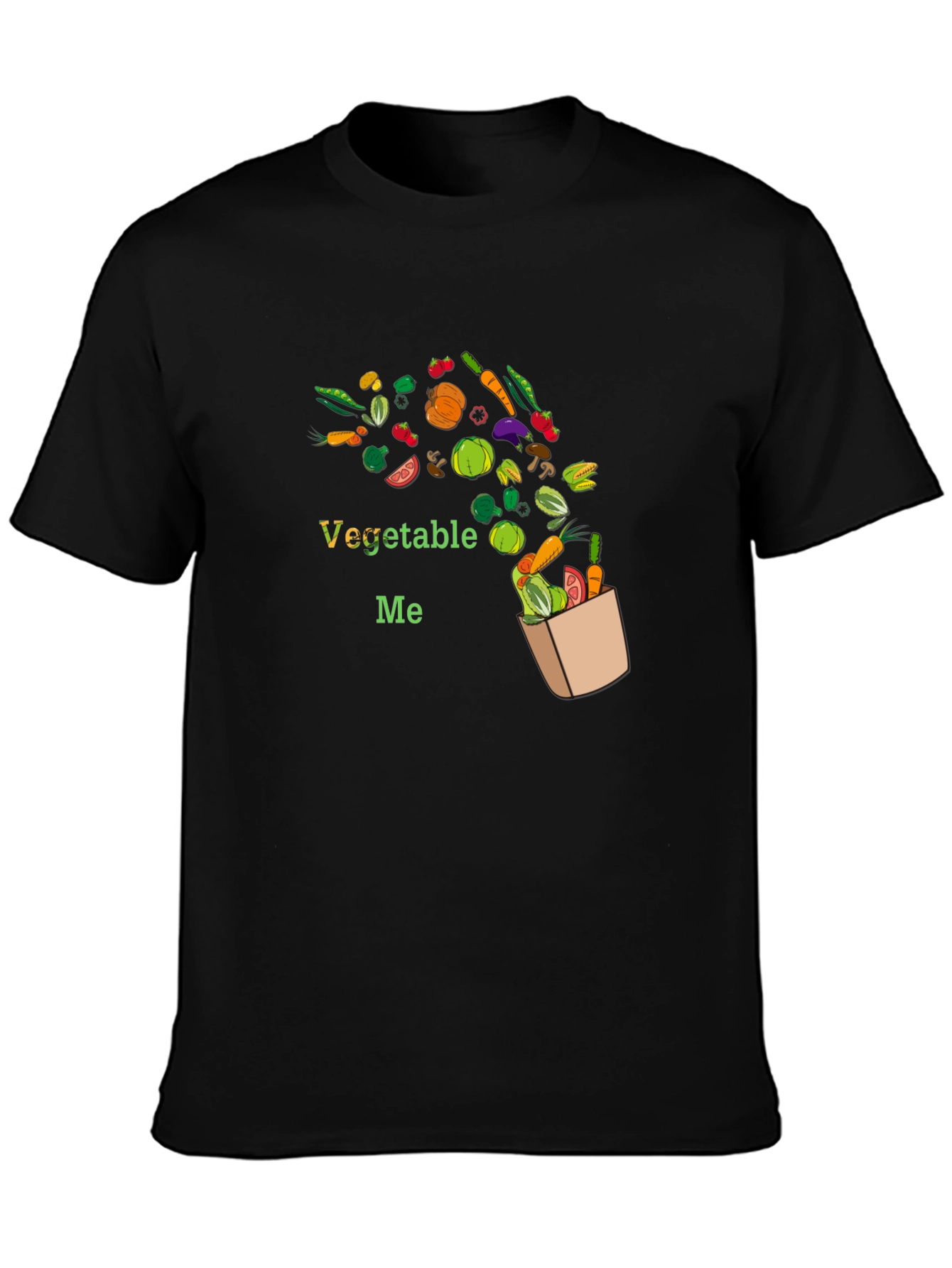 Vegetable Me Graphic Tee - Black Cotton Blend