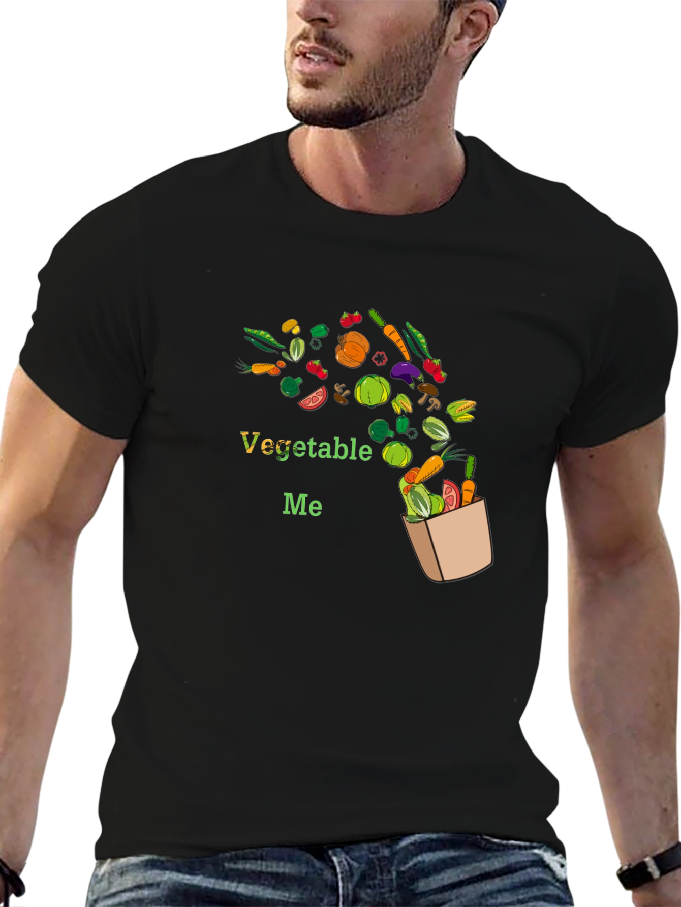 Vegetable Me Graphic Tee - Black Cotton Blend