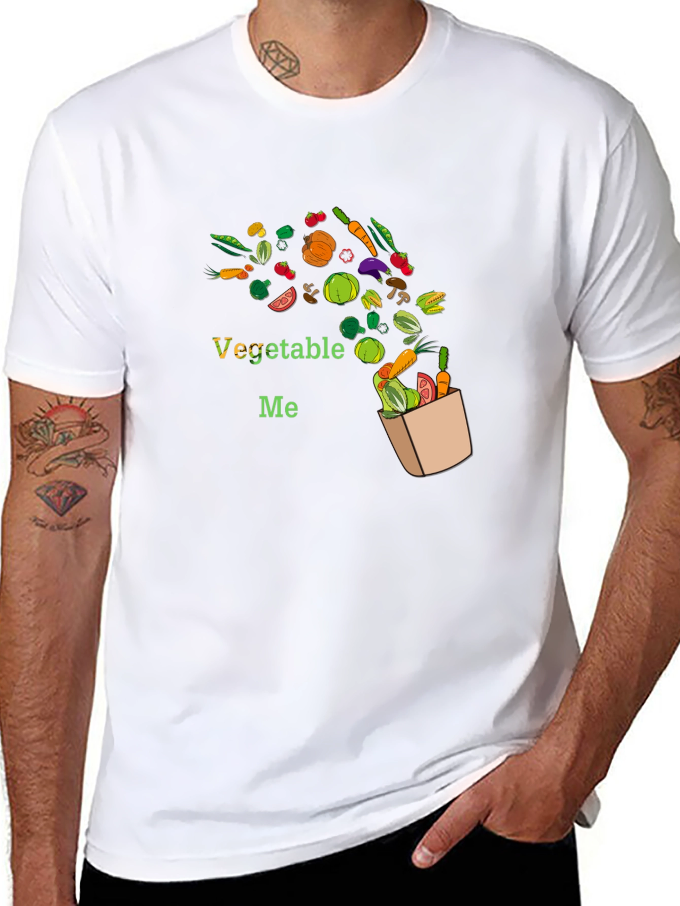 Vegetable Me Graphic Tee - Black Cotton Blend